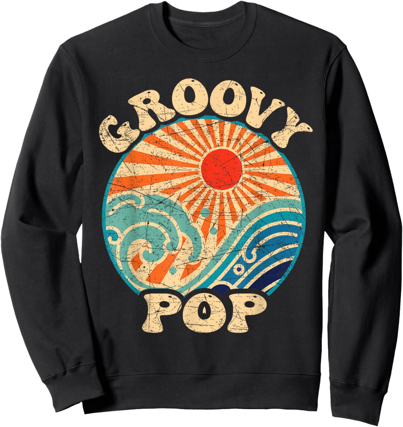 Groovy Pop 70s Aesthetic Nostalgia 1970's Retro Dad Sweatshirt - Sweatshirt | Black