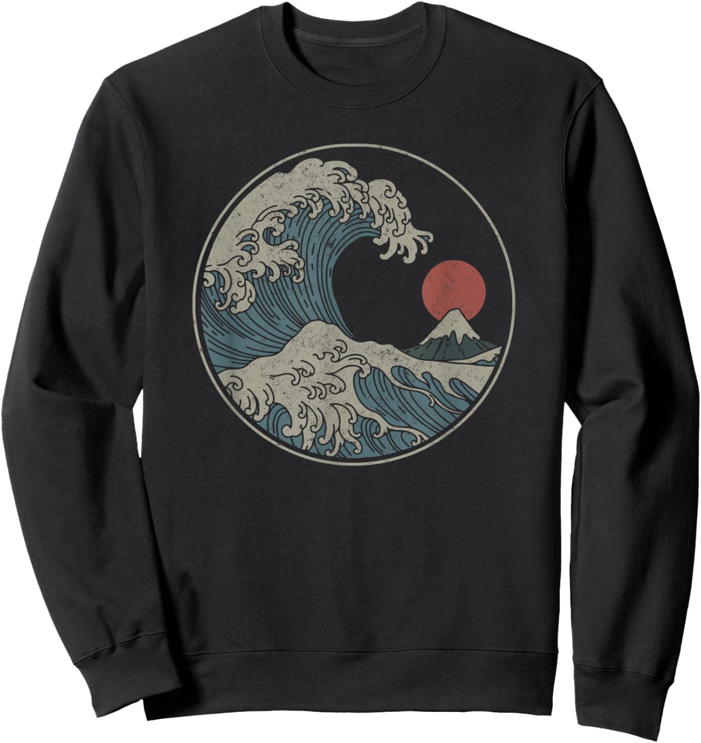 Great Wave Off Kanagawa Japanese Art Aesthetic Tsunami Boys Sweatshirt - Sweatshirt | Black
