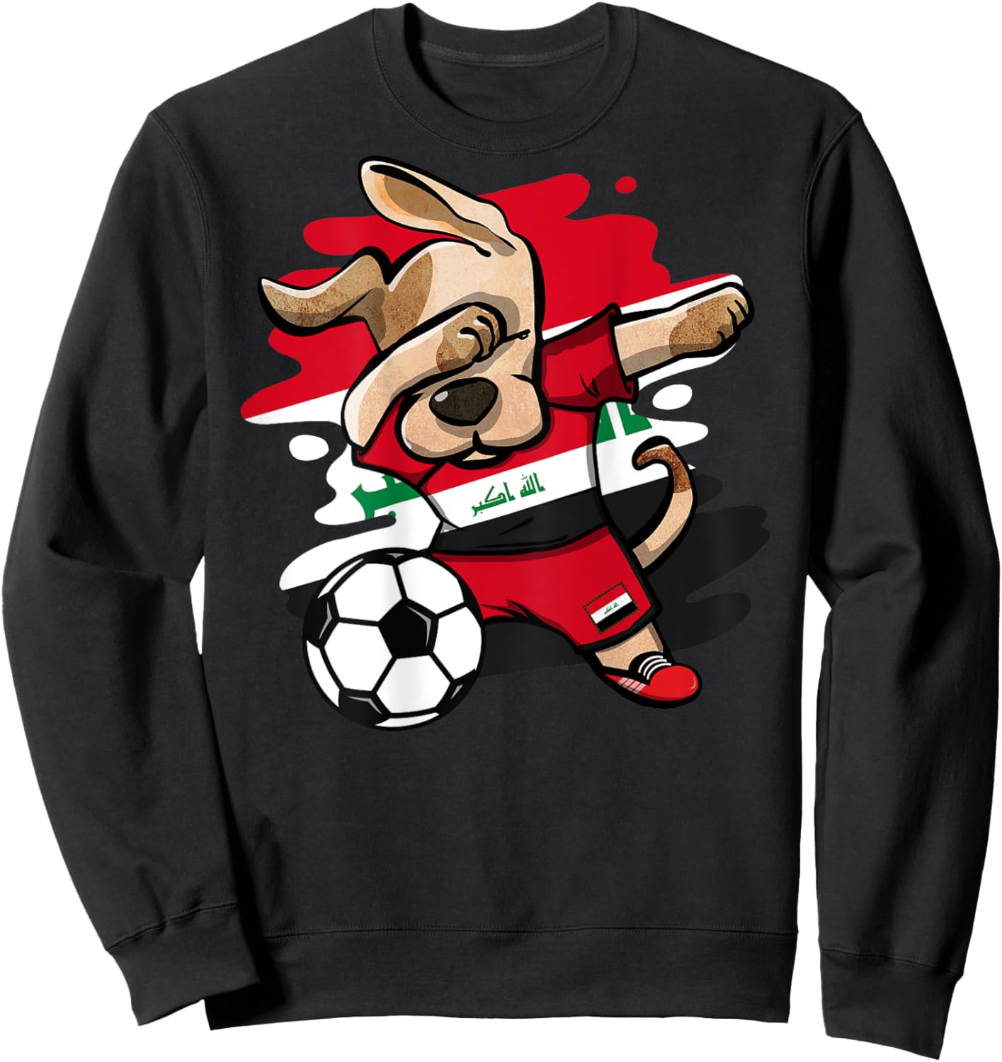 Dabbing Dog Iraq Soccer Fans Jersey Iraqi Football Lovers Sweatshirt - Sweatshirt | Black