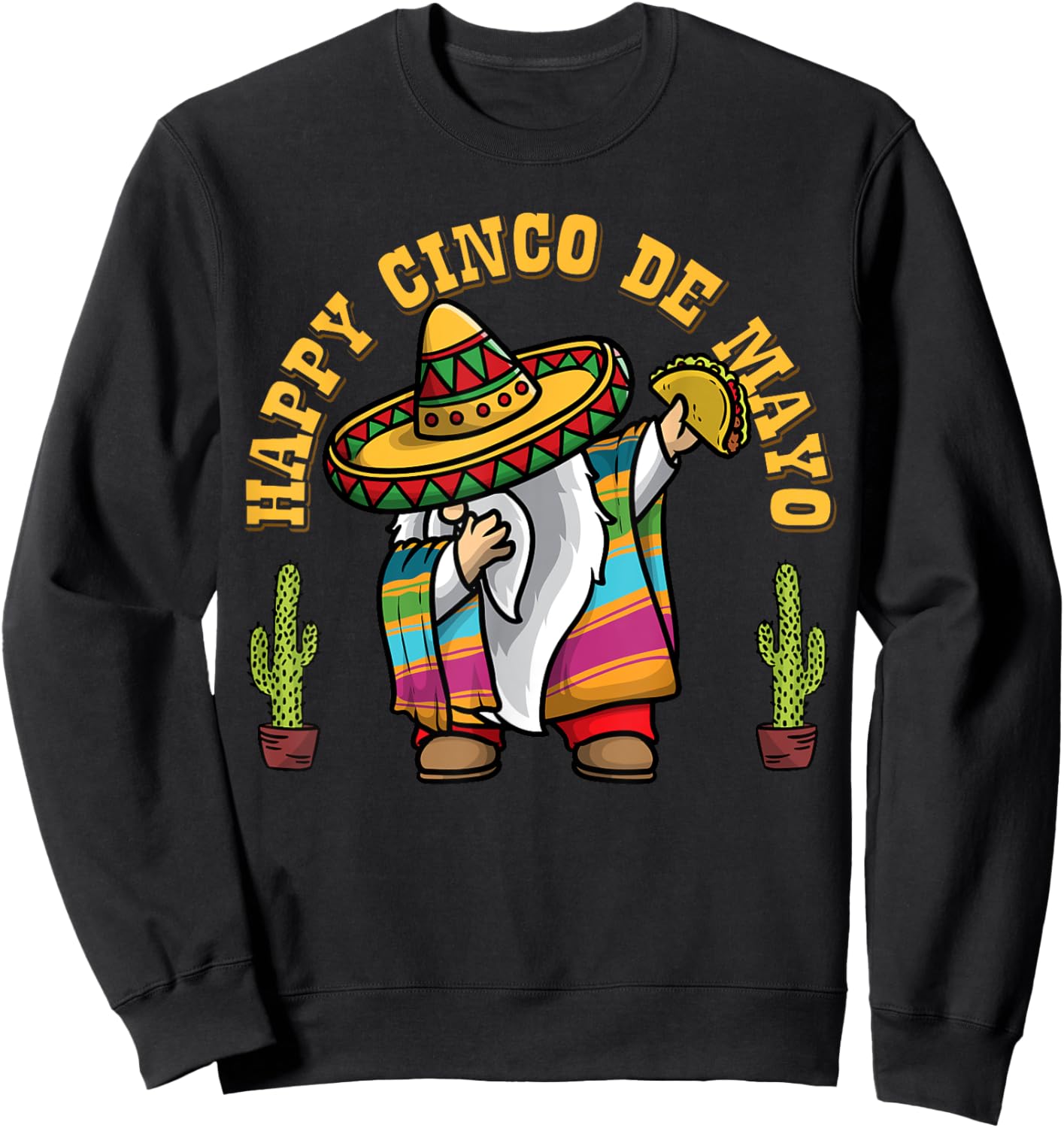 Cinco De Mayo Gnomes Taco Mexican Gnome Kids Men Women Sweatshirt - Sweatshirt | Black
