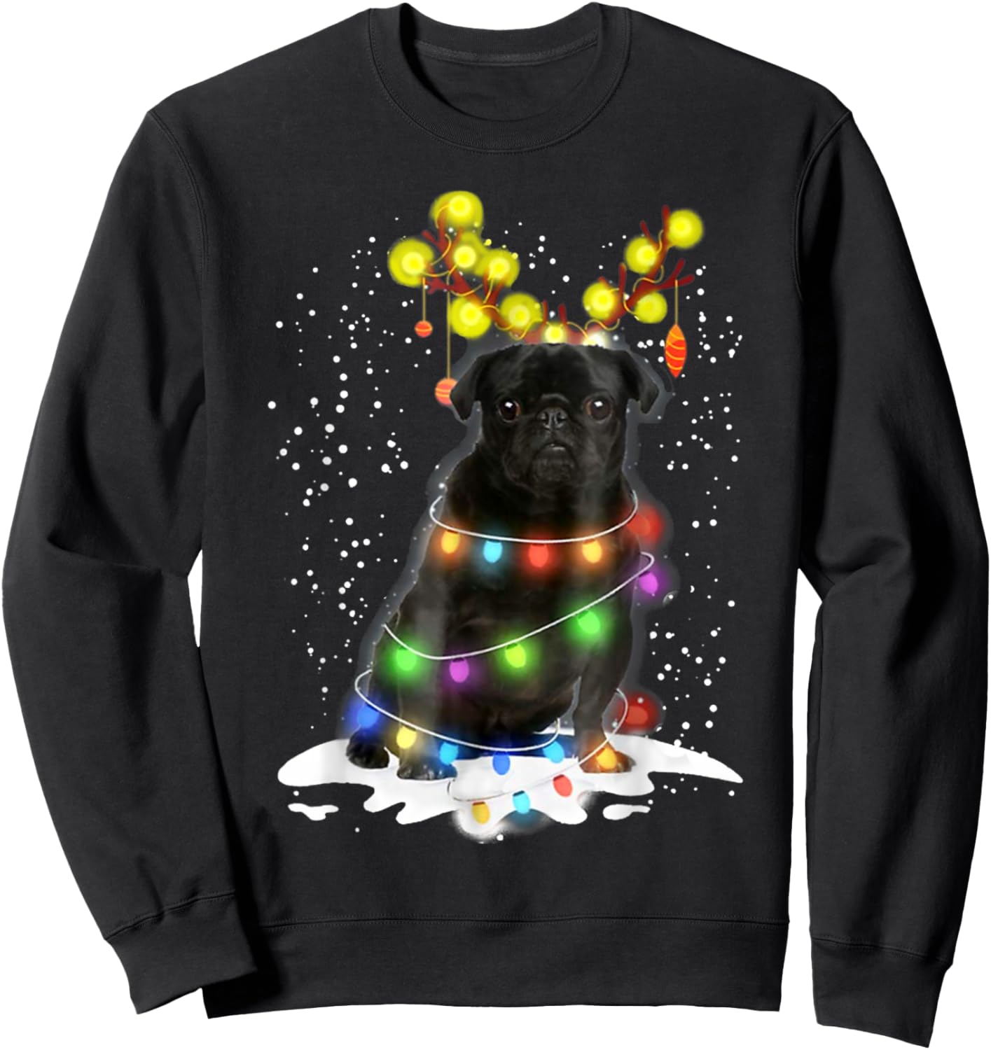 Black Pug Blinker - Nice Dog Christmas Pug Christmas Tree Women Sweatshirt - Sweatshirt | Black