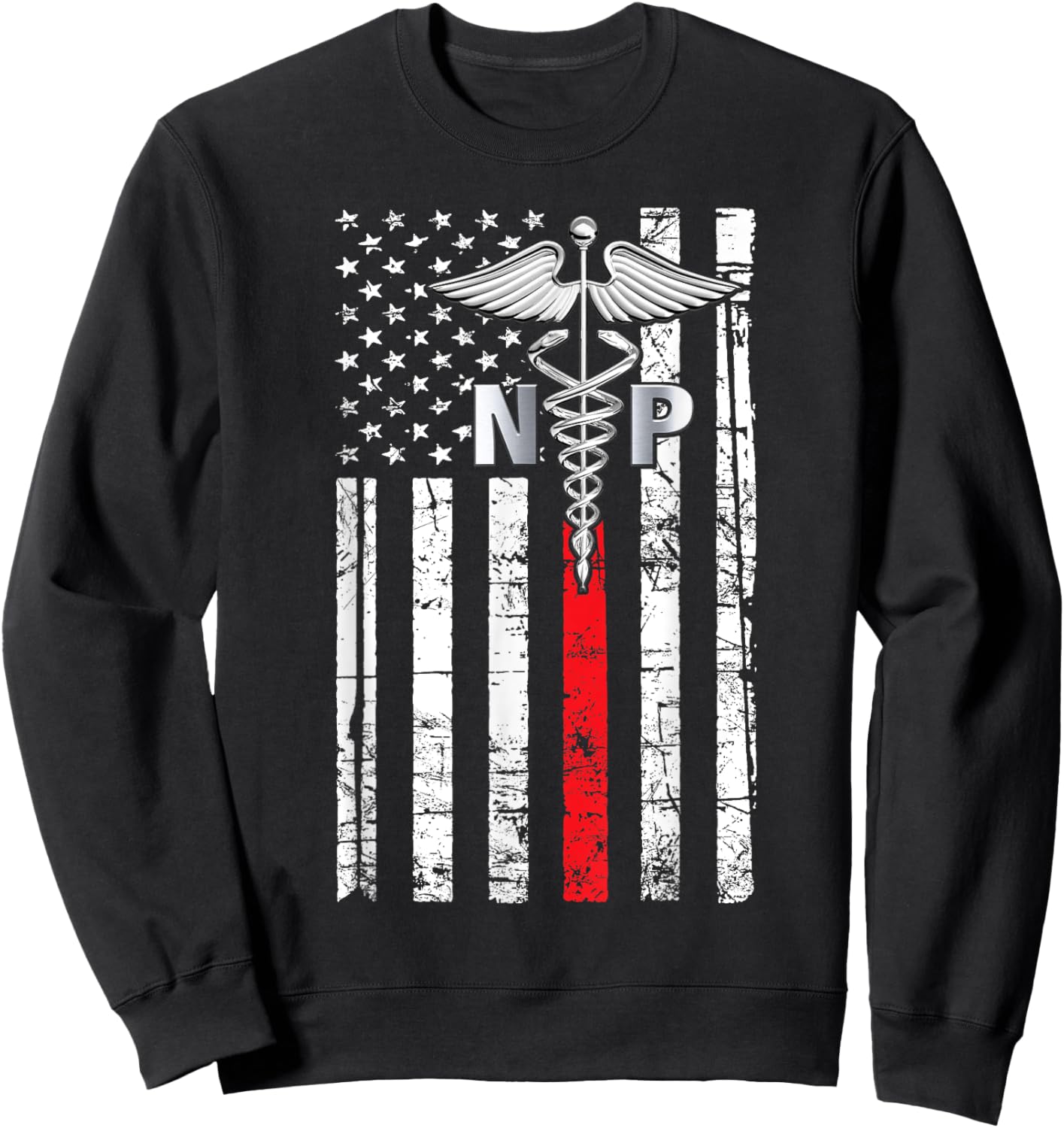 Nurse 365 NP Nurse Practitioner US Flag Sweatshirt - Sweatshirt | Black