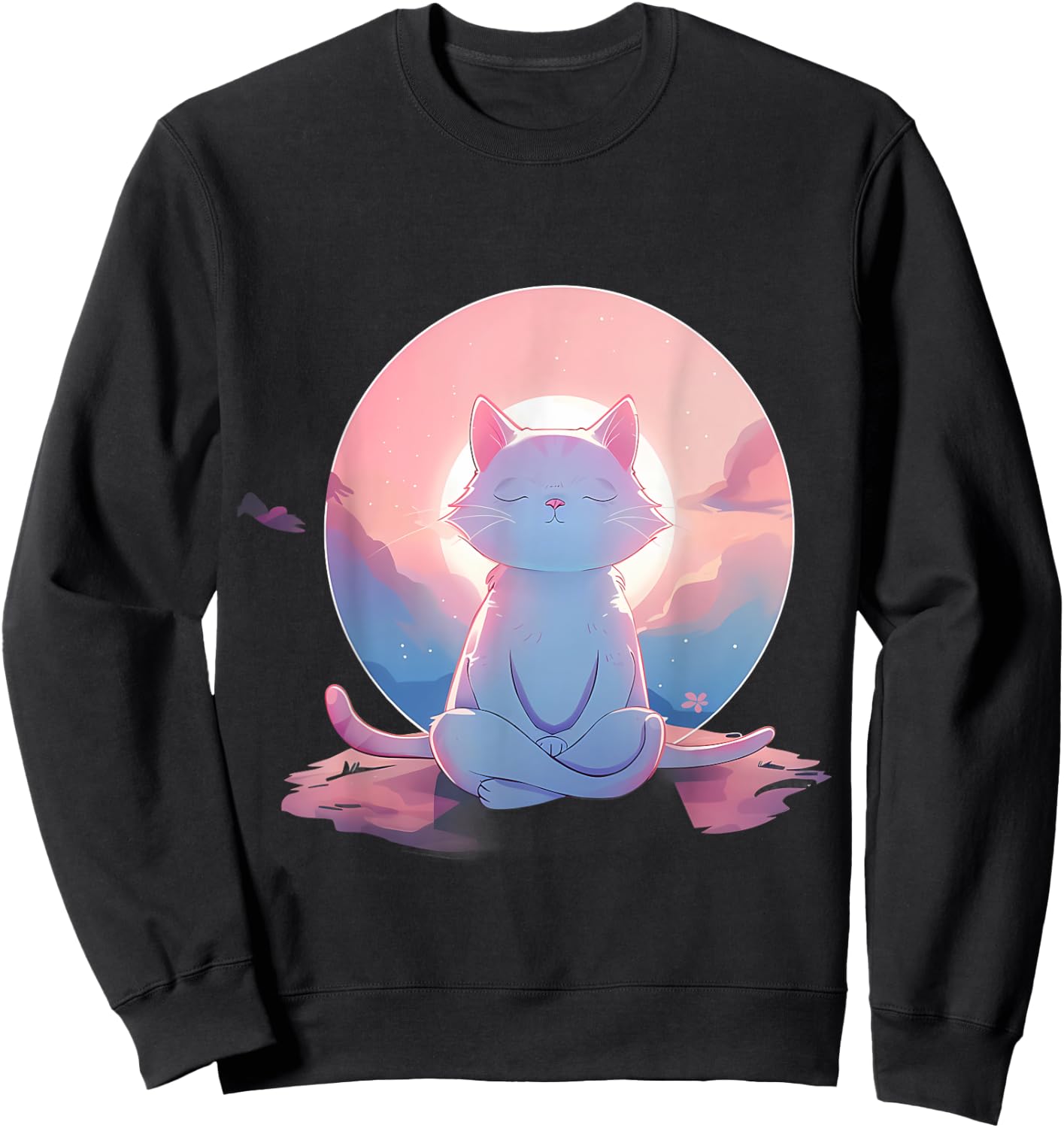 Meditation Cat Hindu Spiritual Zen Buddha Buddhist Yoga Women Kids Sweatshirt - Sweatshirt | Black