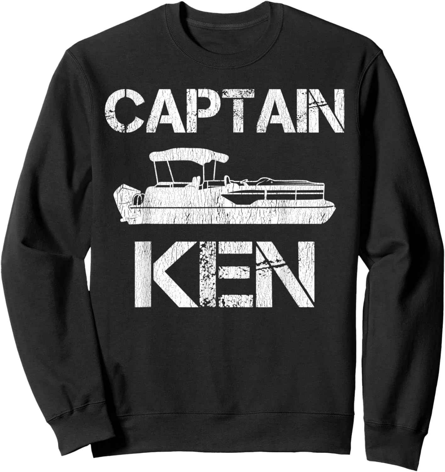 Captain Ken Pontoon Captain Funny Personalized Name Boat Sweatshirt - Sweatshirt | Black