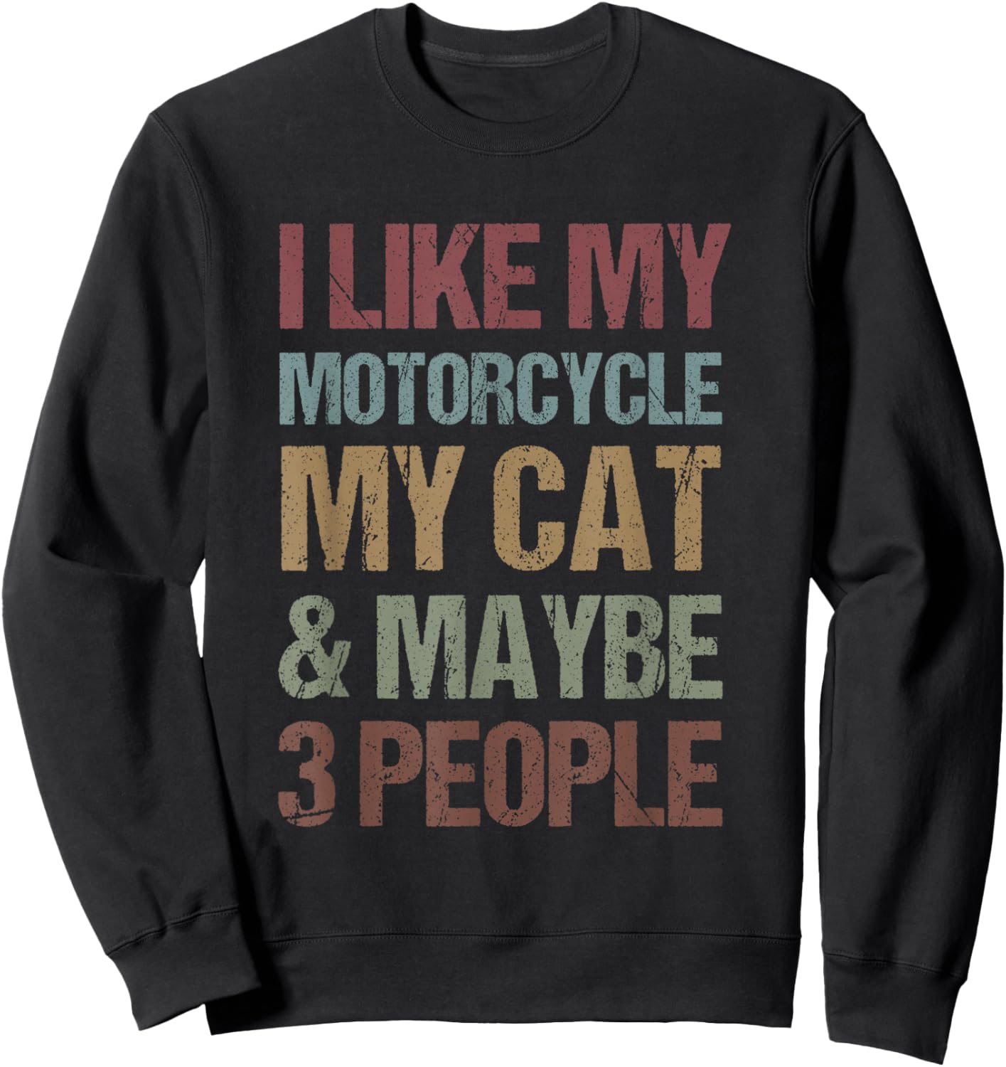 I Like My Motorcycle, Cat & Maybe 3 People Motorcycle Lovers Sweatshirt - Sweatshirt | Black