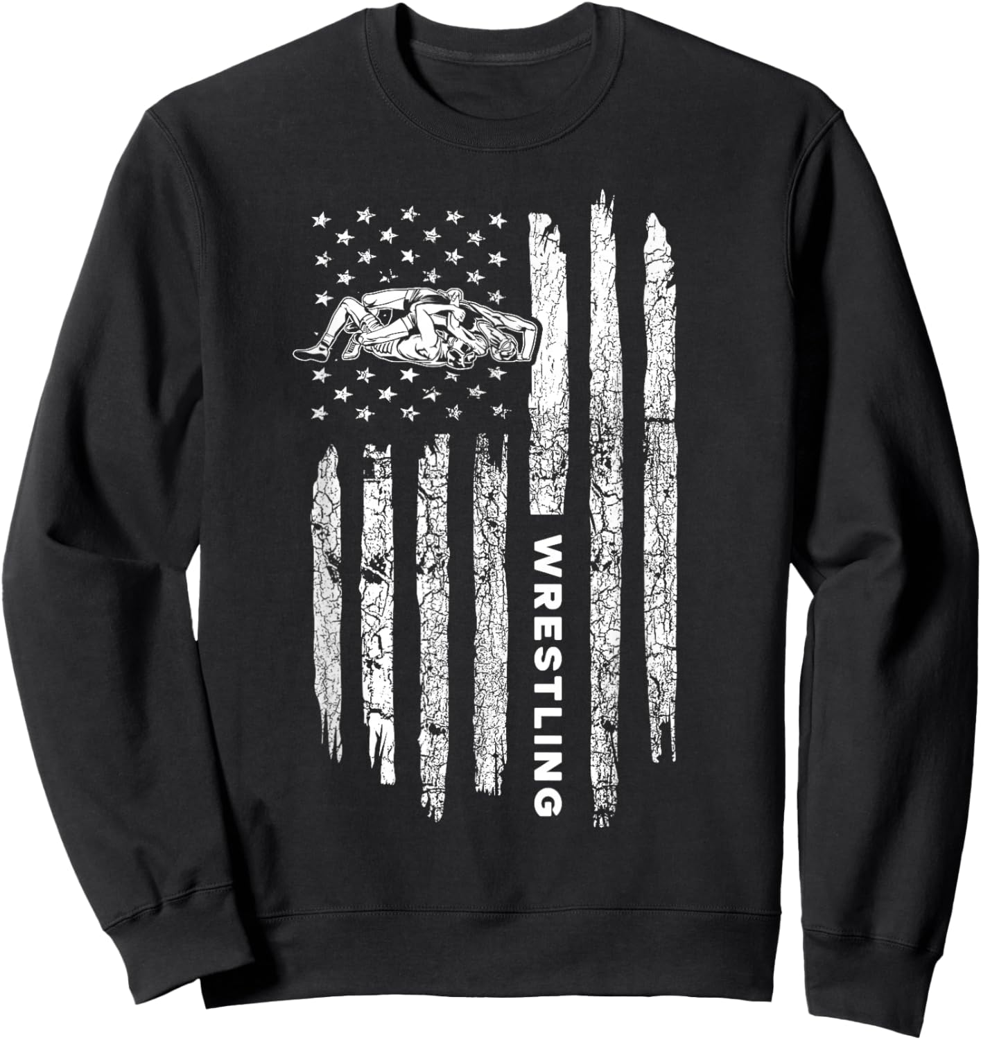 American Flag Wrestling Apparel - Vintage Wrestler Wrestling Sweatshirt - Sweatshirt | Black