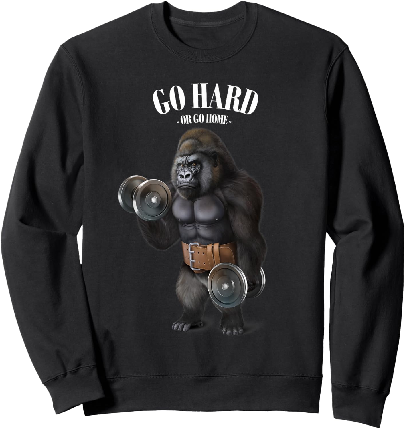 Gorilla Muscle Training with Dumbbell in Fitness Gym Sweatshirt - Sweatshirt | Black