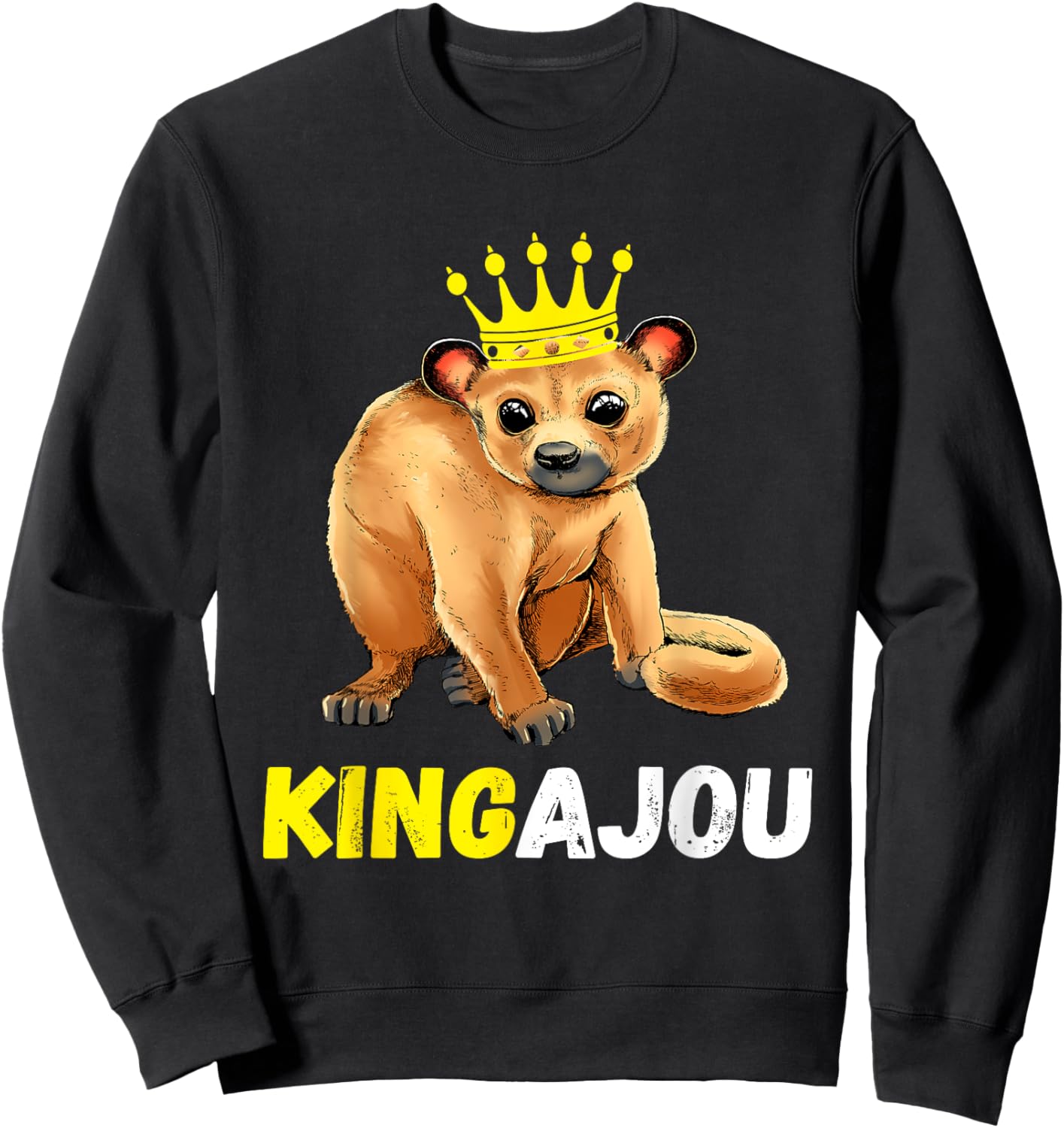 Kinkajou King Crown Throne Prehensile Animal Night Ape Sweatshirt - Sweatshirt | Black
