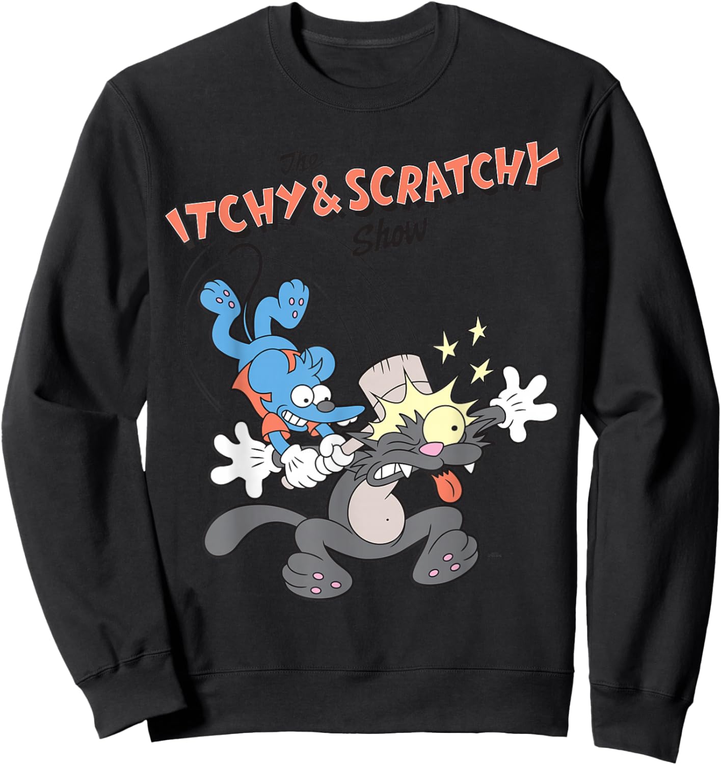 The Simpsons Itchy & Scratchy Hammer Classic Cartoon Mayhem Sweatshirt - Sweatshirt | Black
