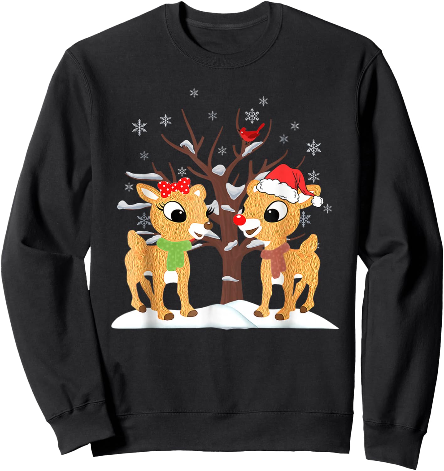 Rudolph and Clarice Shirt Christmas Kids Girls Reindeer Sweatshirt - Sweatshirt | Black