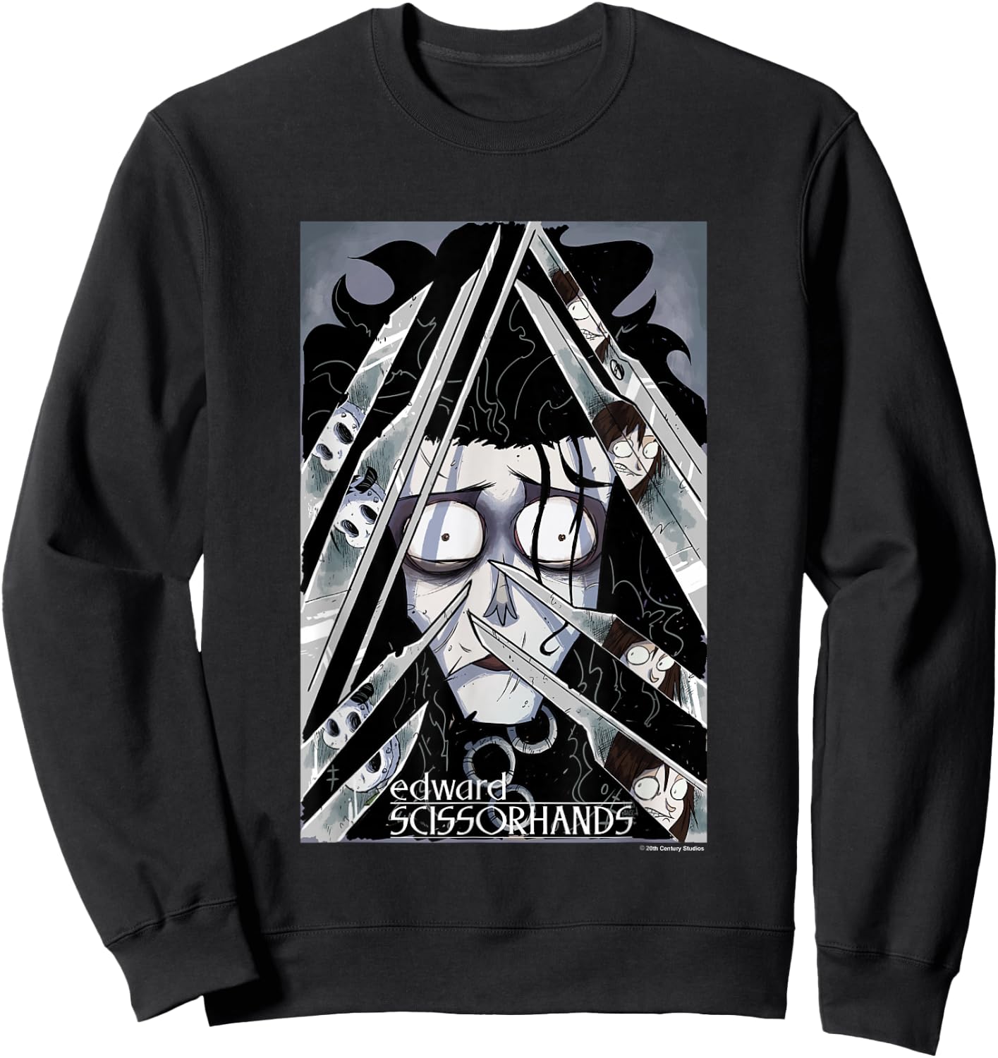 Edward Scissorhands Edward Behind Scissors Comic Book Poster Sweatshirt - Sweatshirt | Black