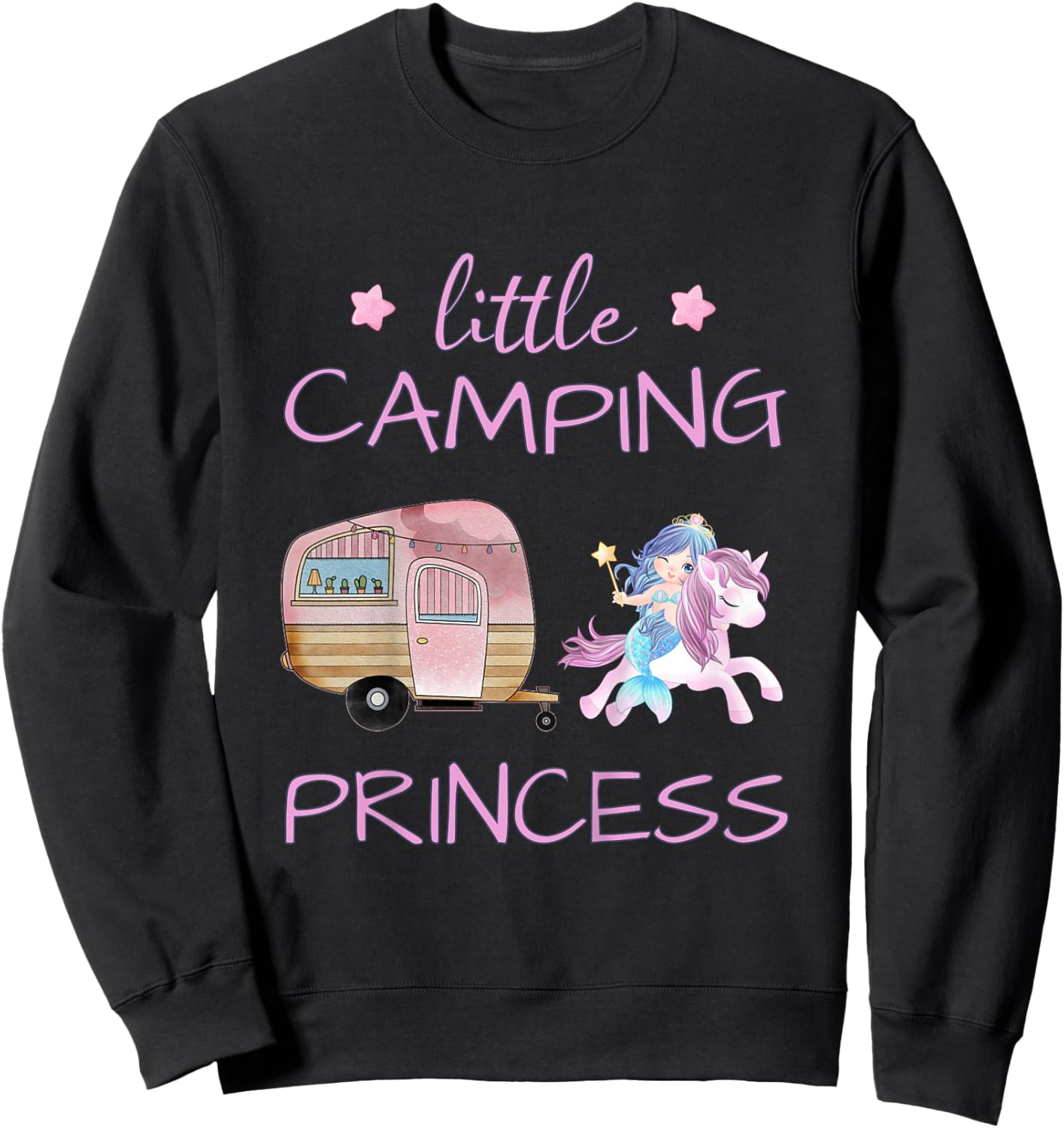 Little Camping Princess - Unicorn Mermaid Girl Sweatshirt - Sweatshirt | Black