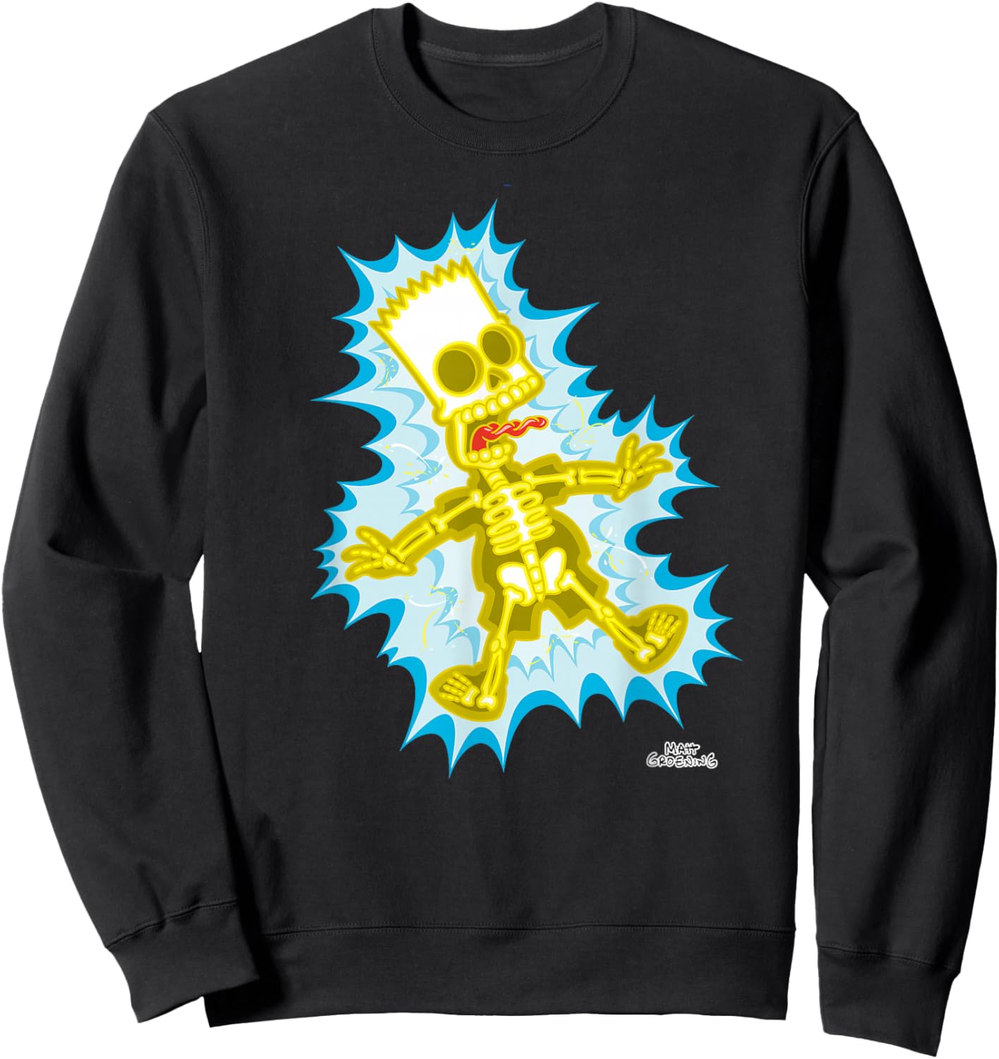 The Simpsons Bart Simpson Skeleton Electro Shock Sweatshirt - Sweatshirt | Black
