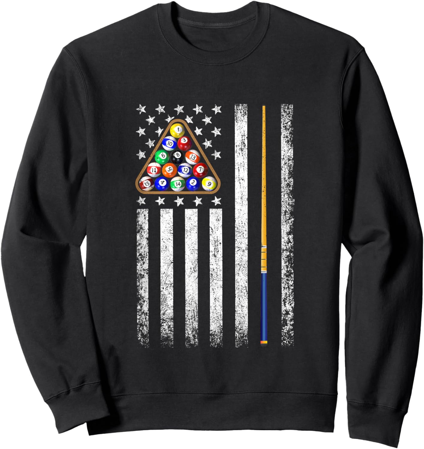 American Flag Billiards Vintage Pool Player Sweatshirt - Sweatshirt | Black