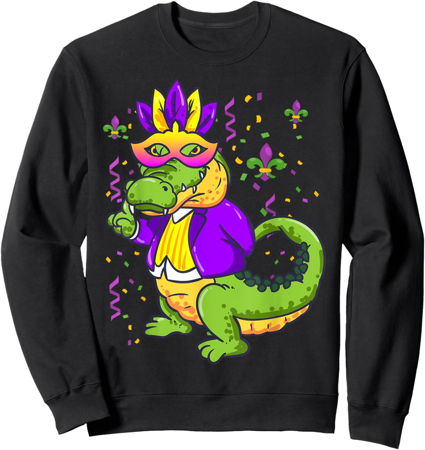 Mardi Gras Alligator Lover New Orleans Louisiana Sweatshirt - Sweatshirt | Black