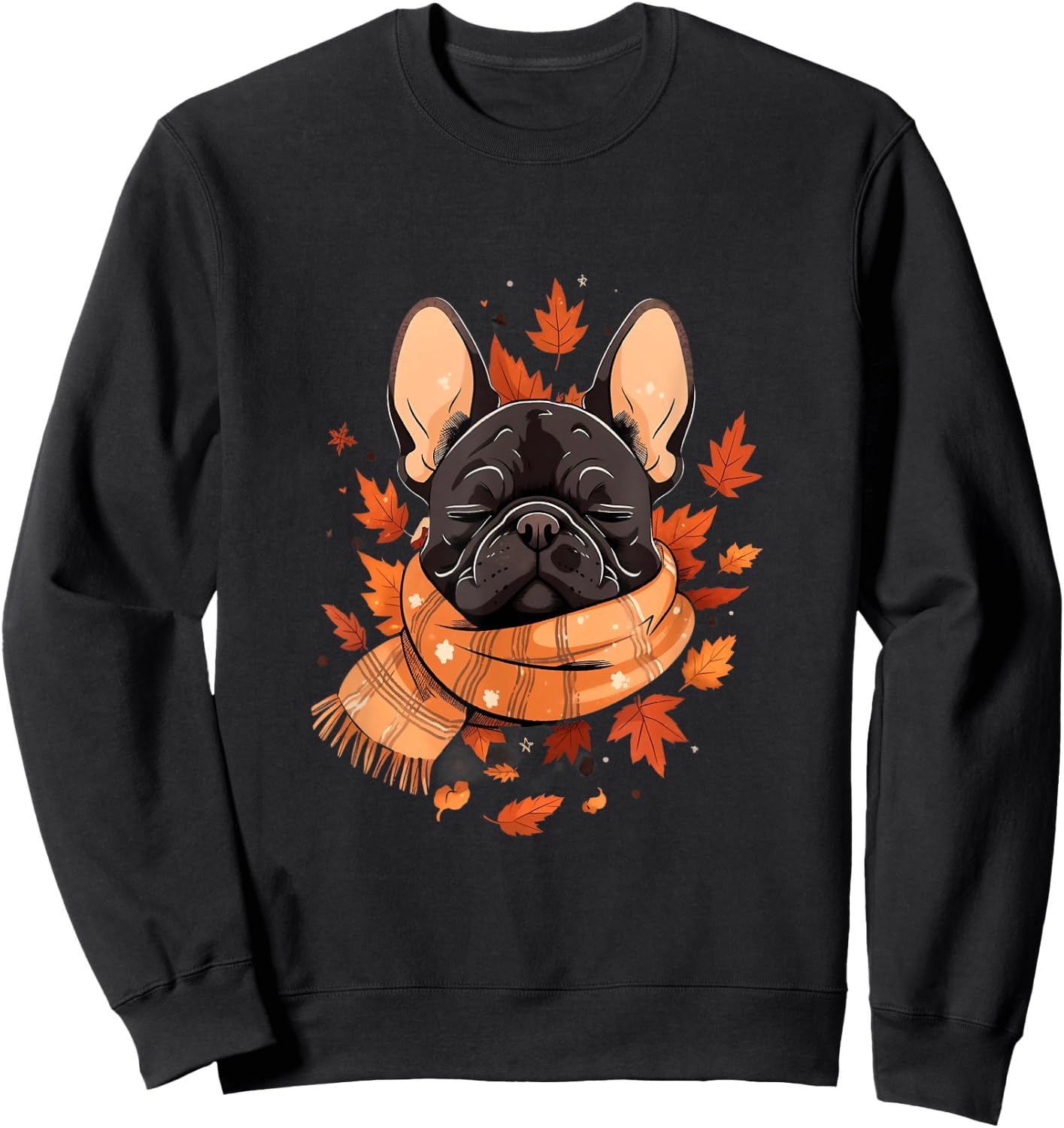 French Bulldog Fall Autumn Leaves Thanksgiving Frenchie Dog Men Women Girls Kids Sweatshirt - Sweatshirt | Black