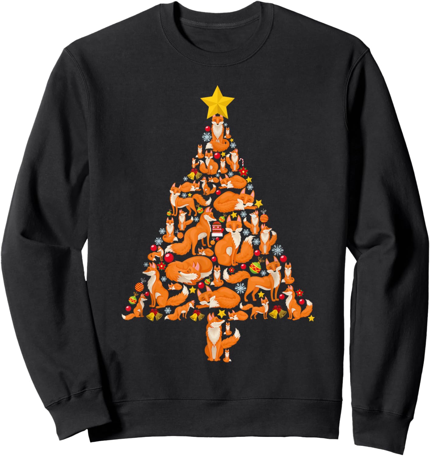 Funny Fox Christmas Tree Foxes Xmas Men Kids Sweatshirt - Sweatshirt | Black