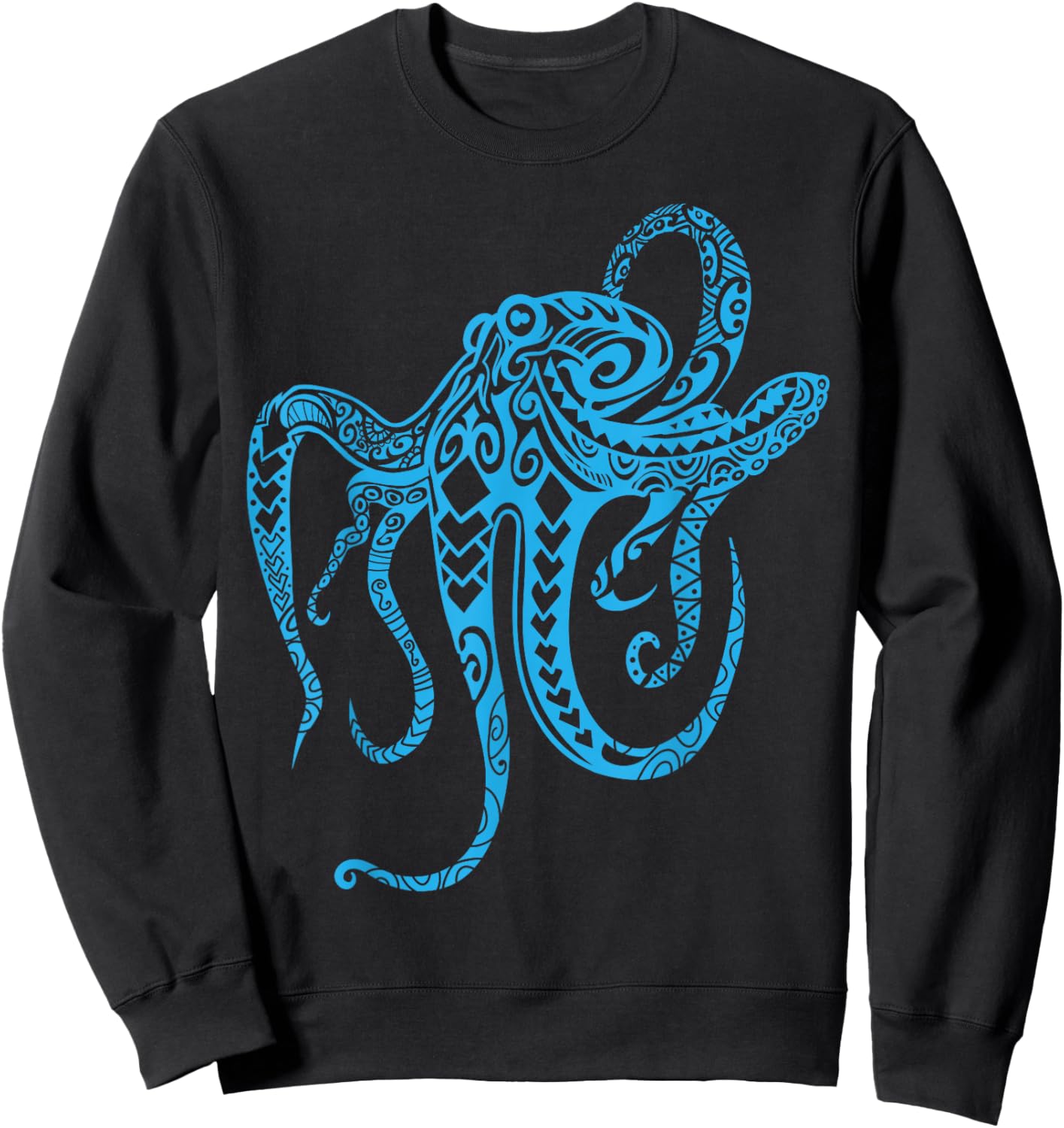 Tribal Octopus Shirt - Polynesian Tribal Shirt - Octopus Sweatshirt - Sweatshirt | Black