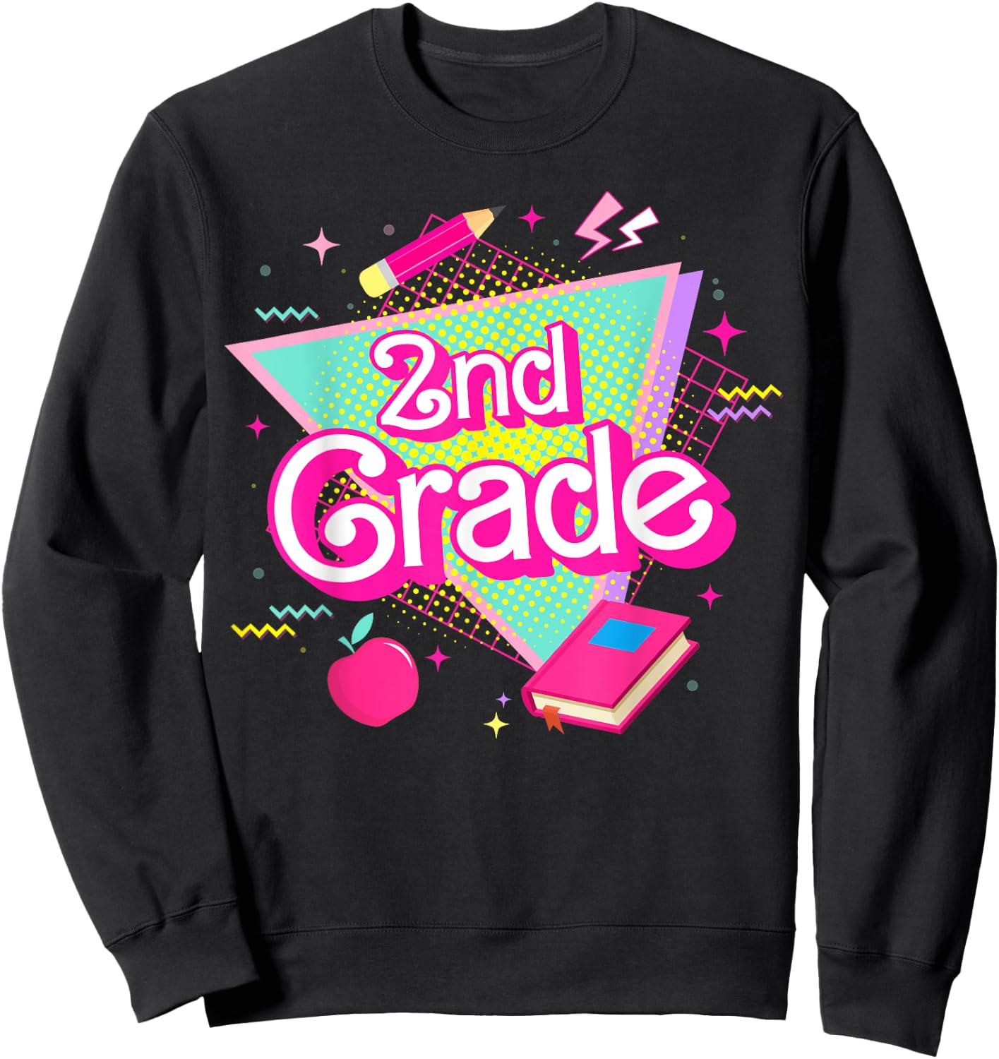 Cute Second 2nd Grade Pink Retro Vintage for Teacher Kids Sweatshirt - Sweatshirt | Black