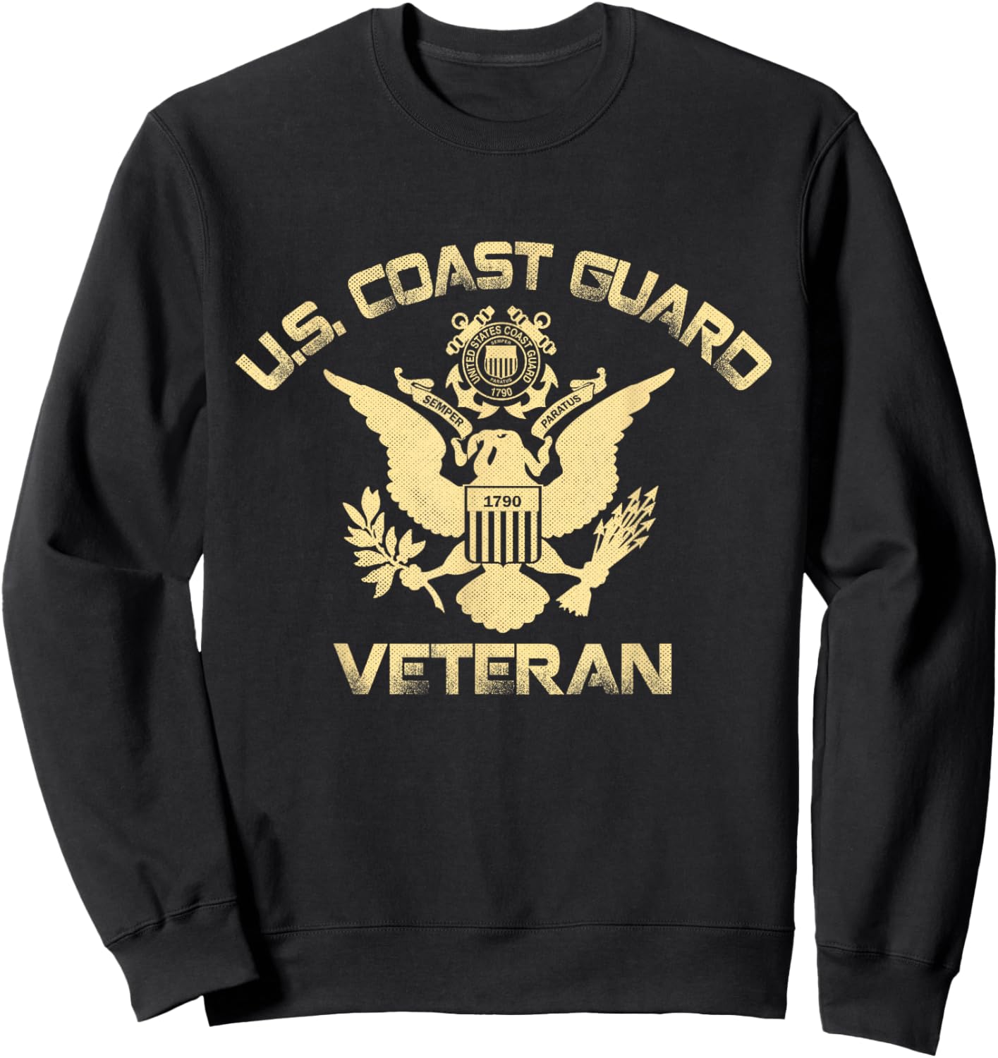 U.S. Coast Guard Veteran Eagle Vintage Veterans Day Gifts Sweatshirt - Sweatshirt | Black