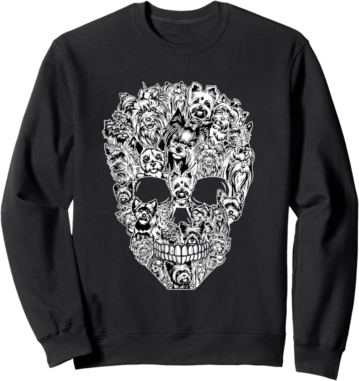 Funny Yorkshire Terrier Skull Dog Skeleton Halloween Sweatshirt - Sweatshirt | Black