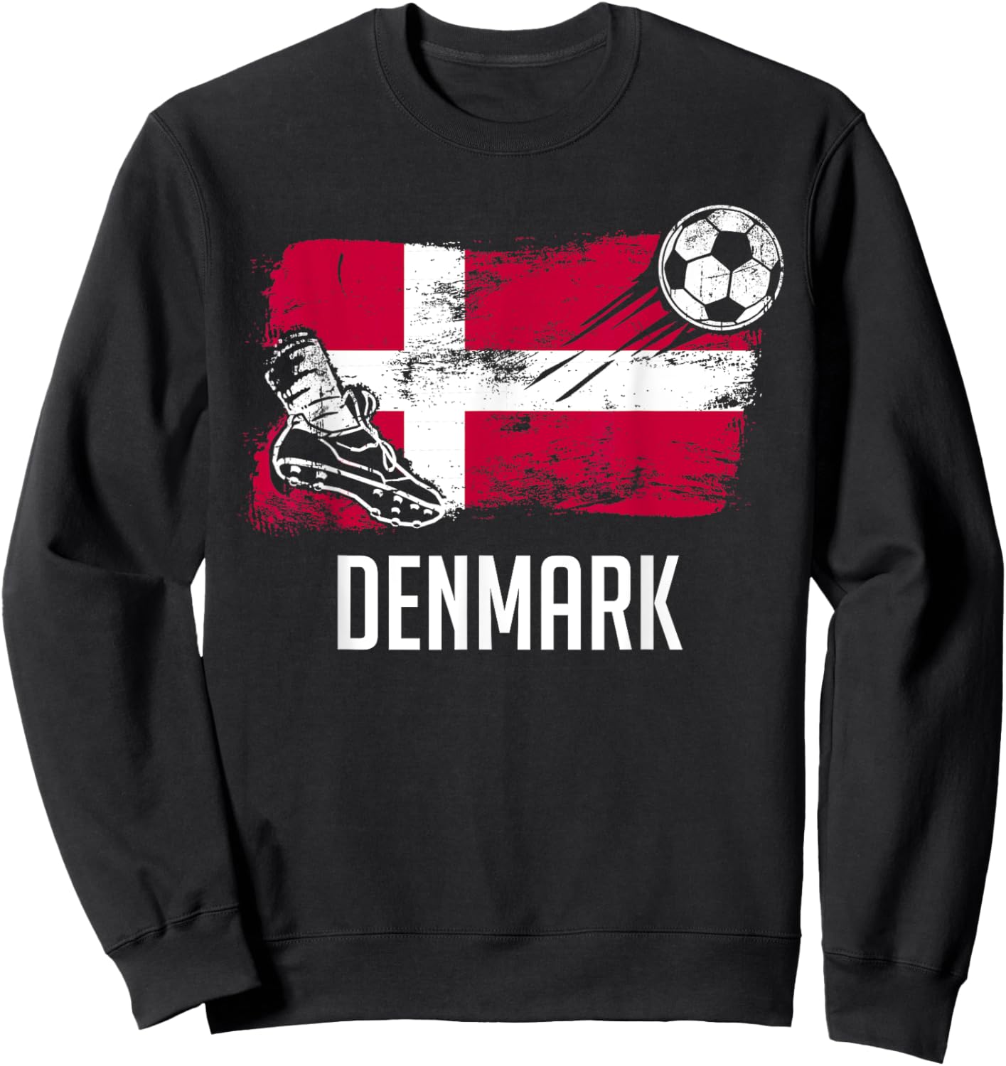 Denmark Flag Jersey Danish Soccer Team Danish Sweatshirt - Sweatshirt | Black