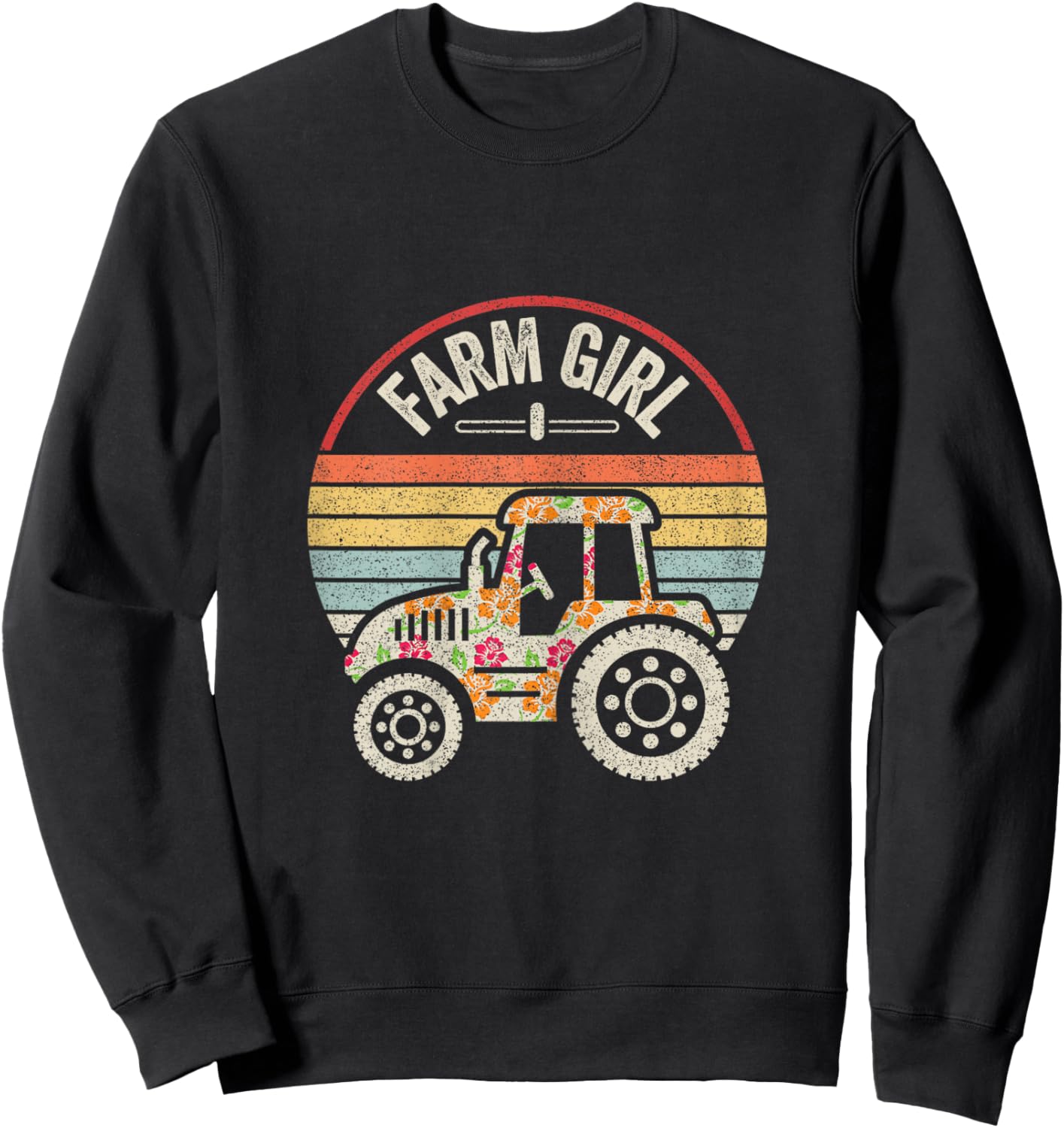 Retro Farm Girl Loves Tractors Loves Life On The Farm Sweatshirt - Sweatshirt | Black