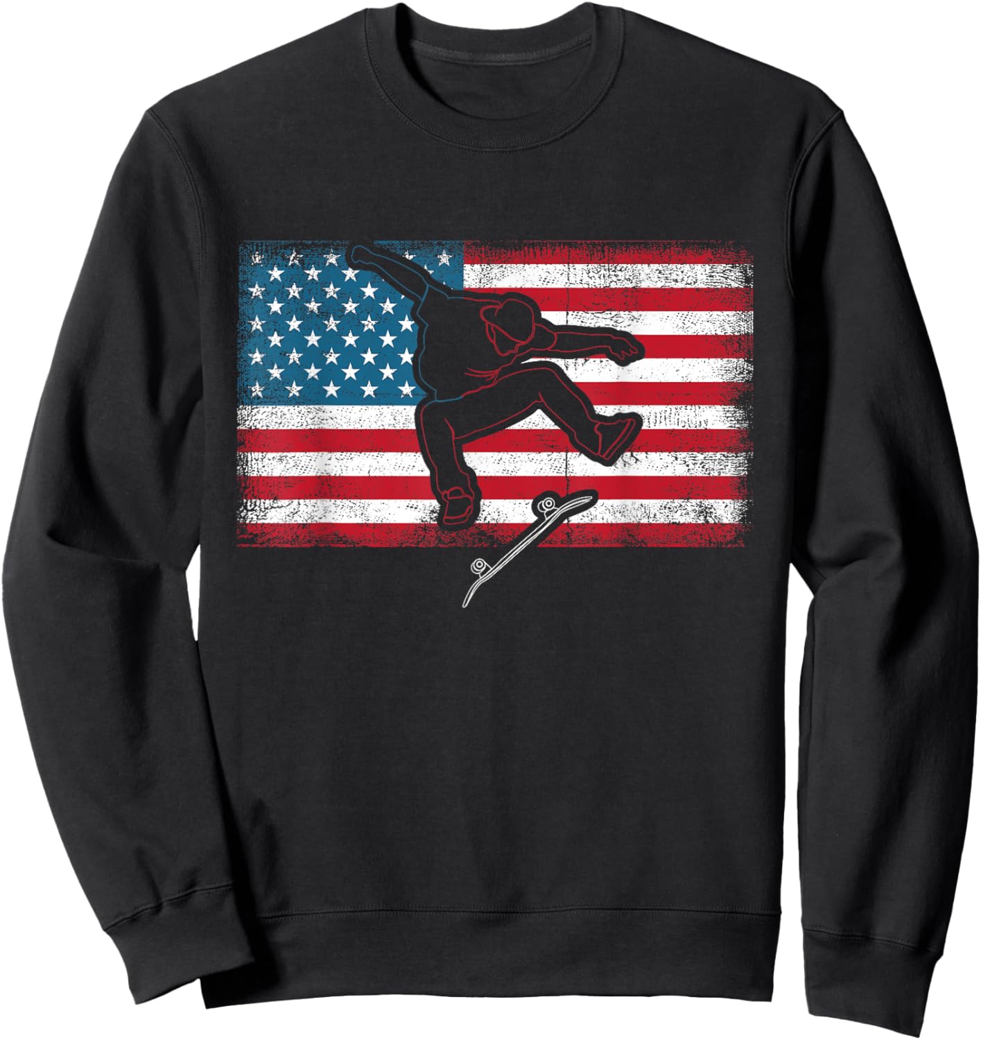 Retro Skateboarder Skateboard Skateboarding Skater Sweatshirt - Sweatshirt | Black