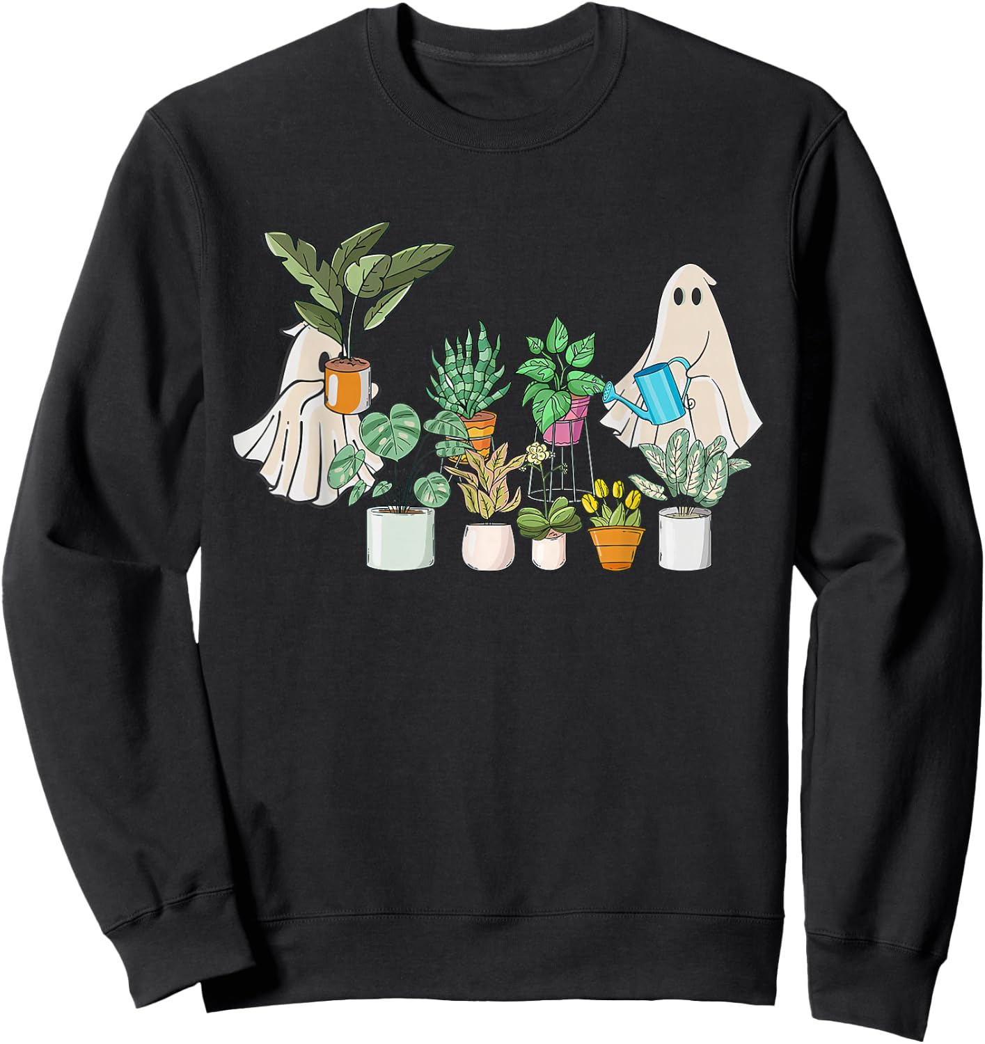 Ghost Ghostly Gardening Plant Retro Halloween Costume Sweatshirt - Sweatshirt | Black