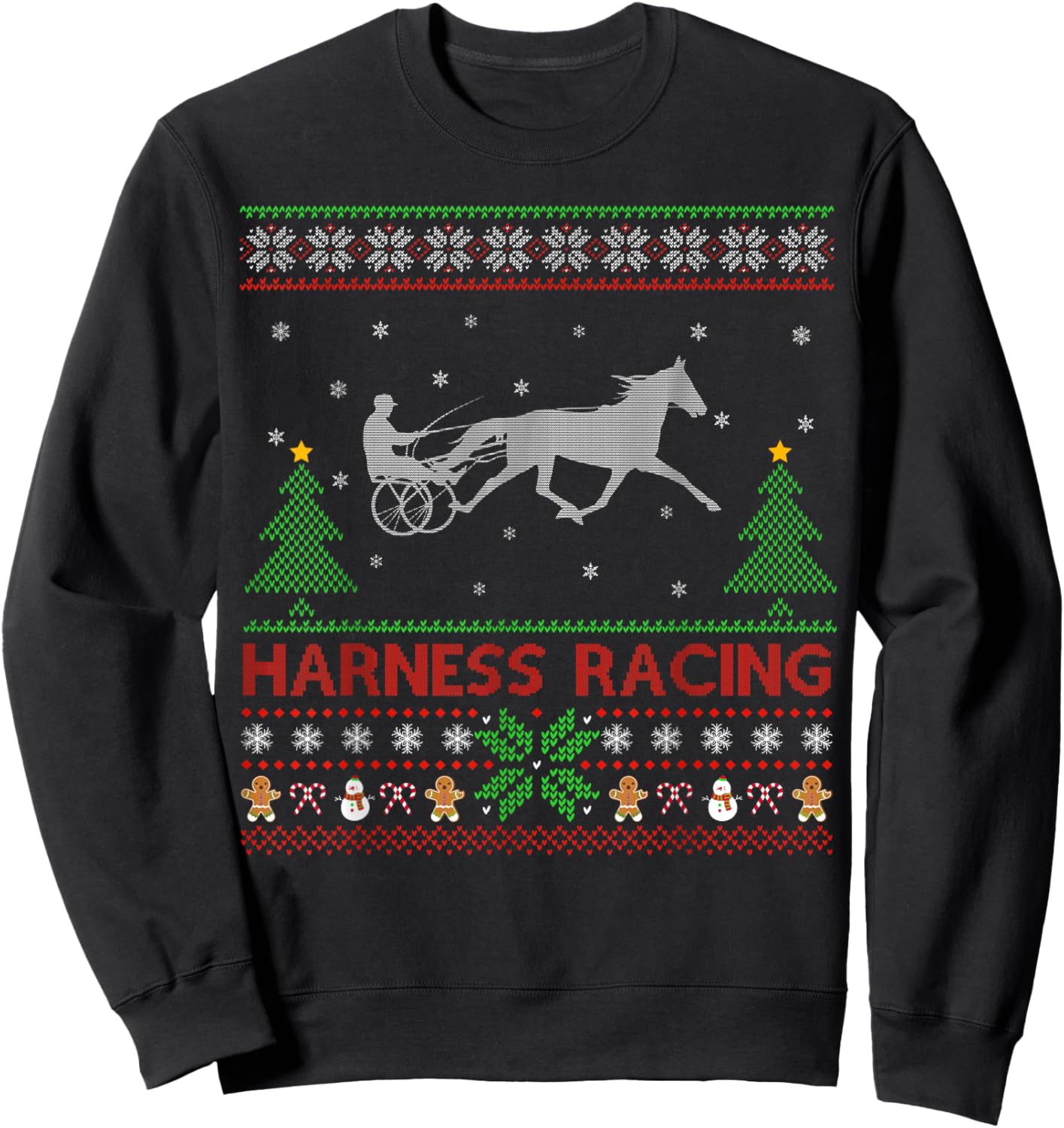 Harness Racing Sports Lover Ugly Harness Racing Christmas Sweatshirt - Sweatshirt | Black