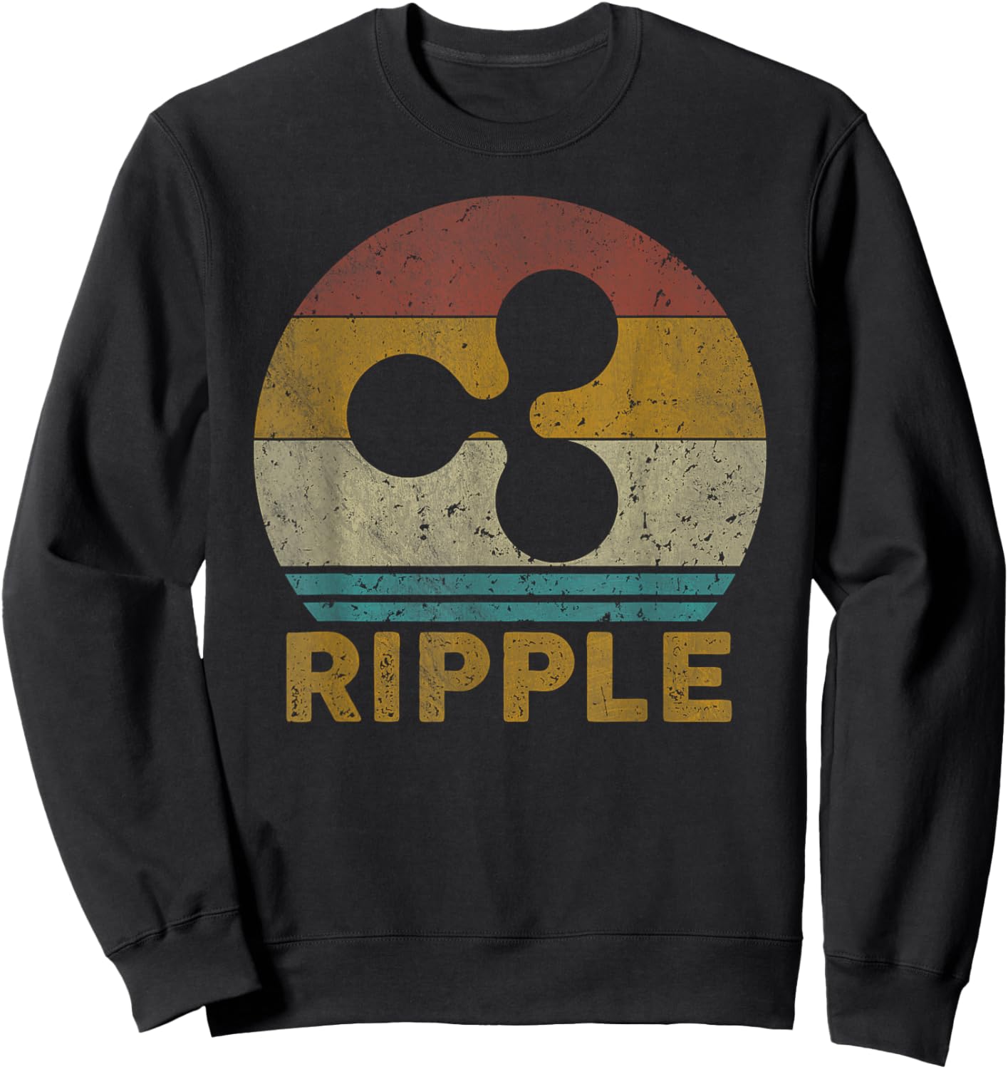 Vintage Ripple (XRP) Crypto Ripple Sweatshirt - Sweatshirt | Black