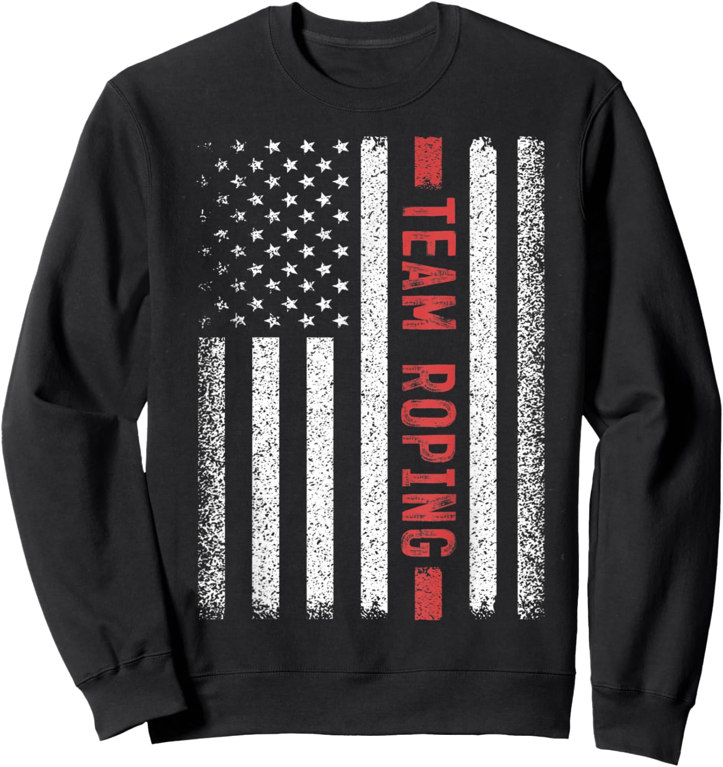 team roping American Flag 4th of July Sweatshirt - Sweatshirt | Black
