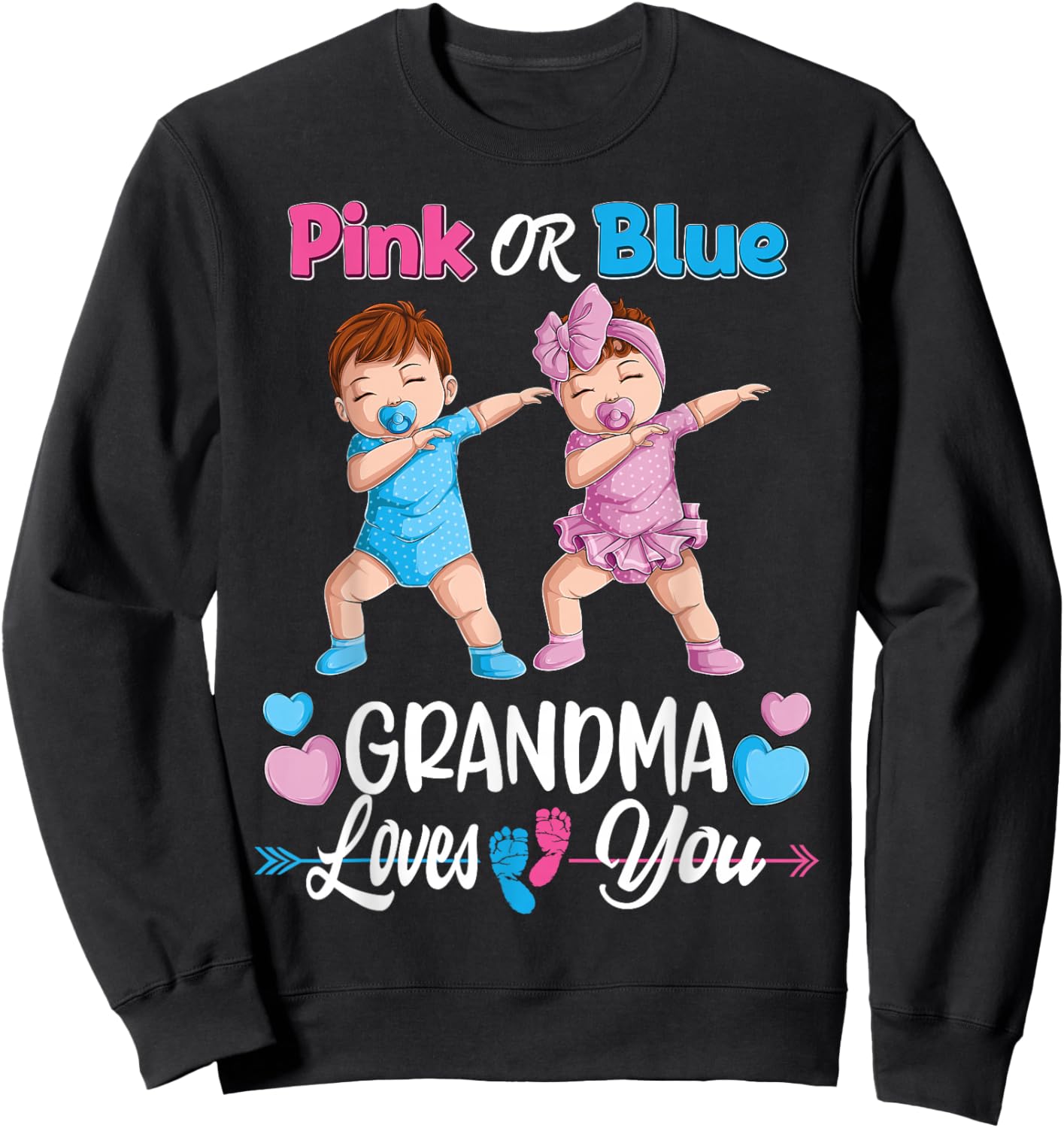 Pink Or Blue Grandma Loves You Baby Gender Reveal Party Small Sweatshirt - Sweatshirt | Black