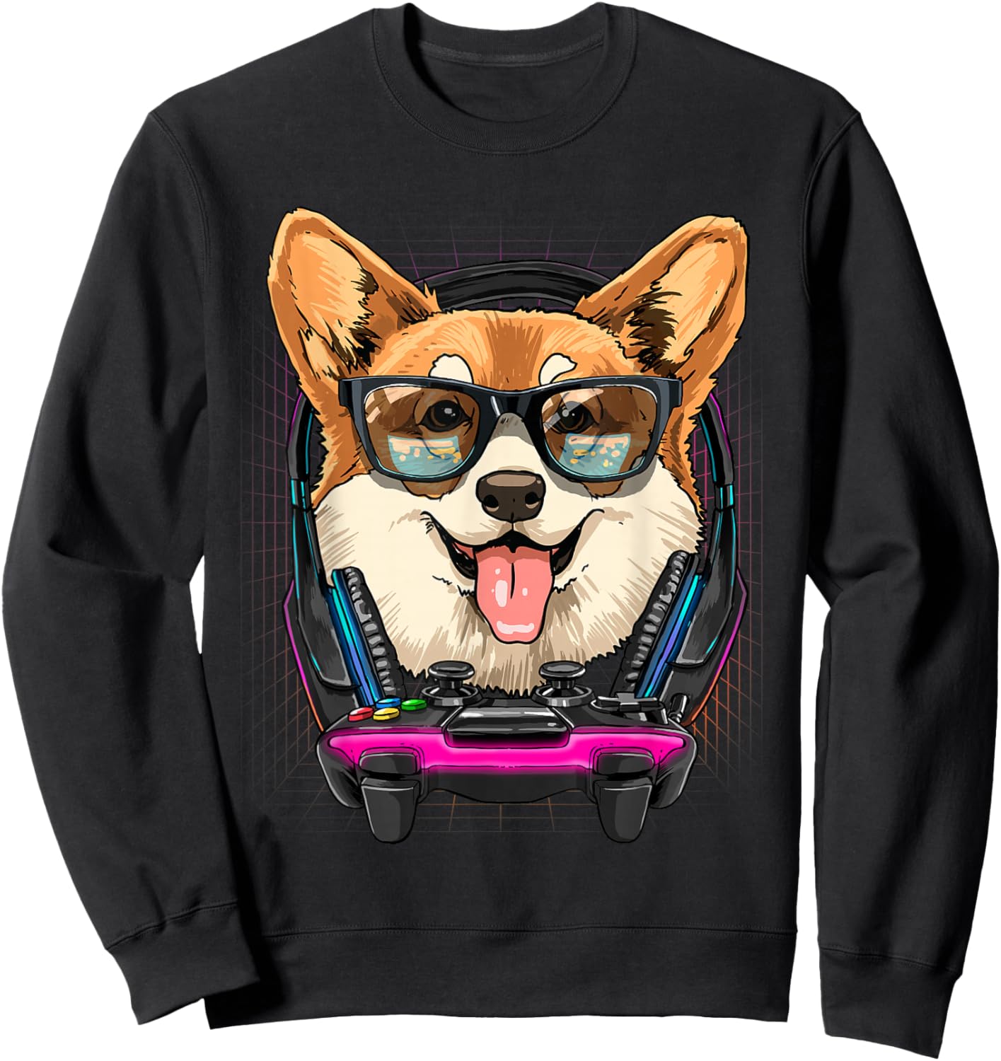 Gaming Corgi Video Gamer Player Dog Lover Sweatshirt - Sweatshirt | Black