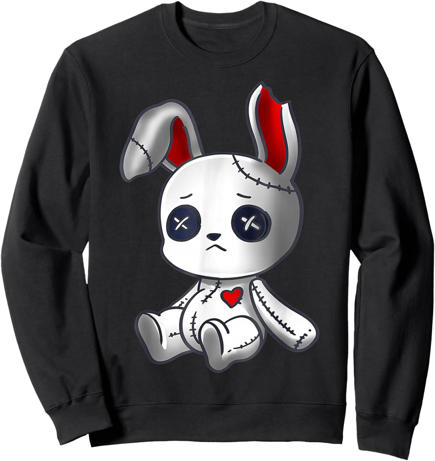 Goth Bunny Shirt Cute Creepy Emo Clothes Kawaii Bunny Sweatshirt - Sweatshirt | Black