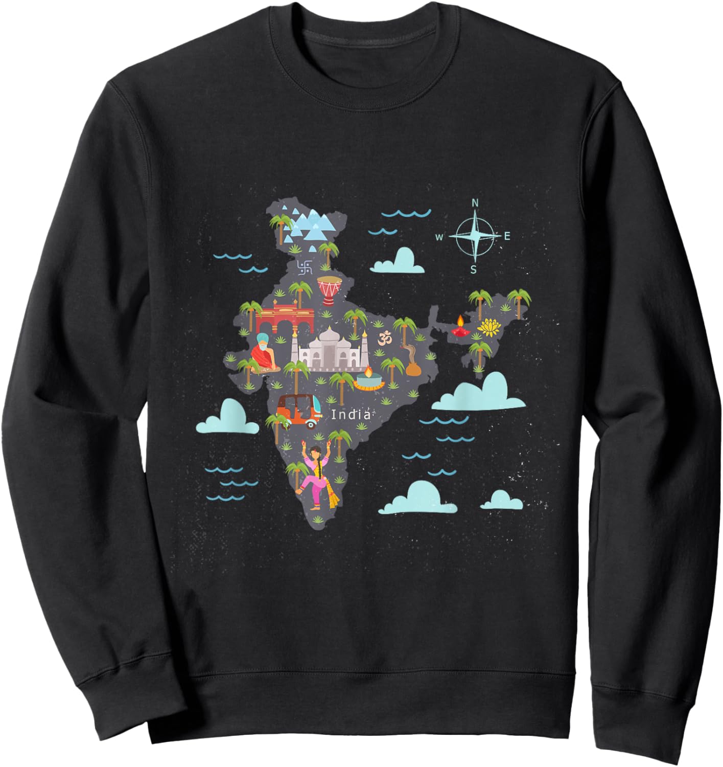 Proud Indian Map Flag India Lover India Sweatshirt - Sweatshirt | Black