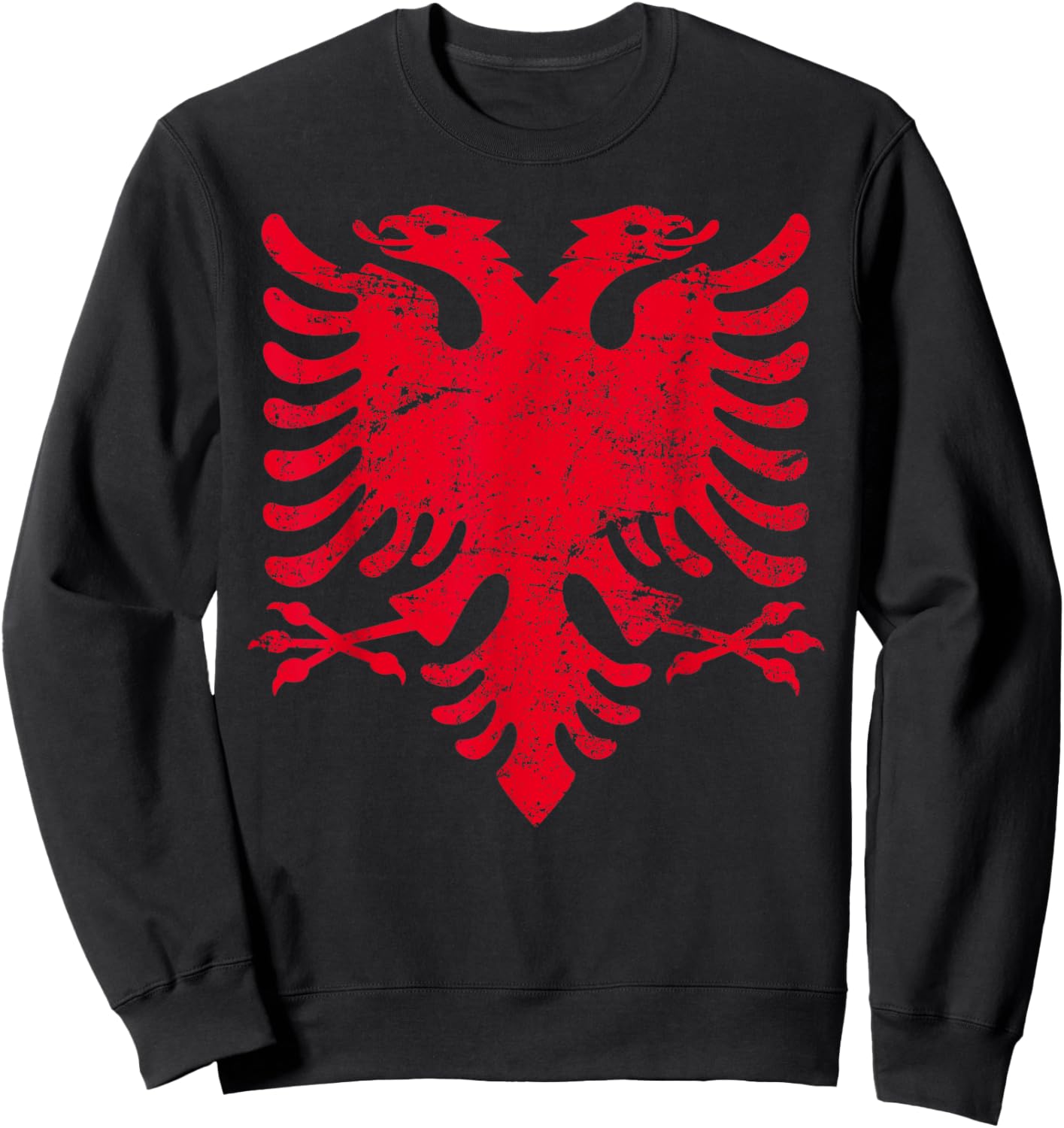 ALBANIA RED EAGLE Flag Vintage Distressed ALBANIAN Sweatshirt - Sweatshirt | Black