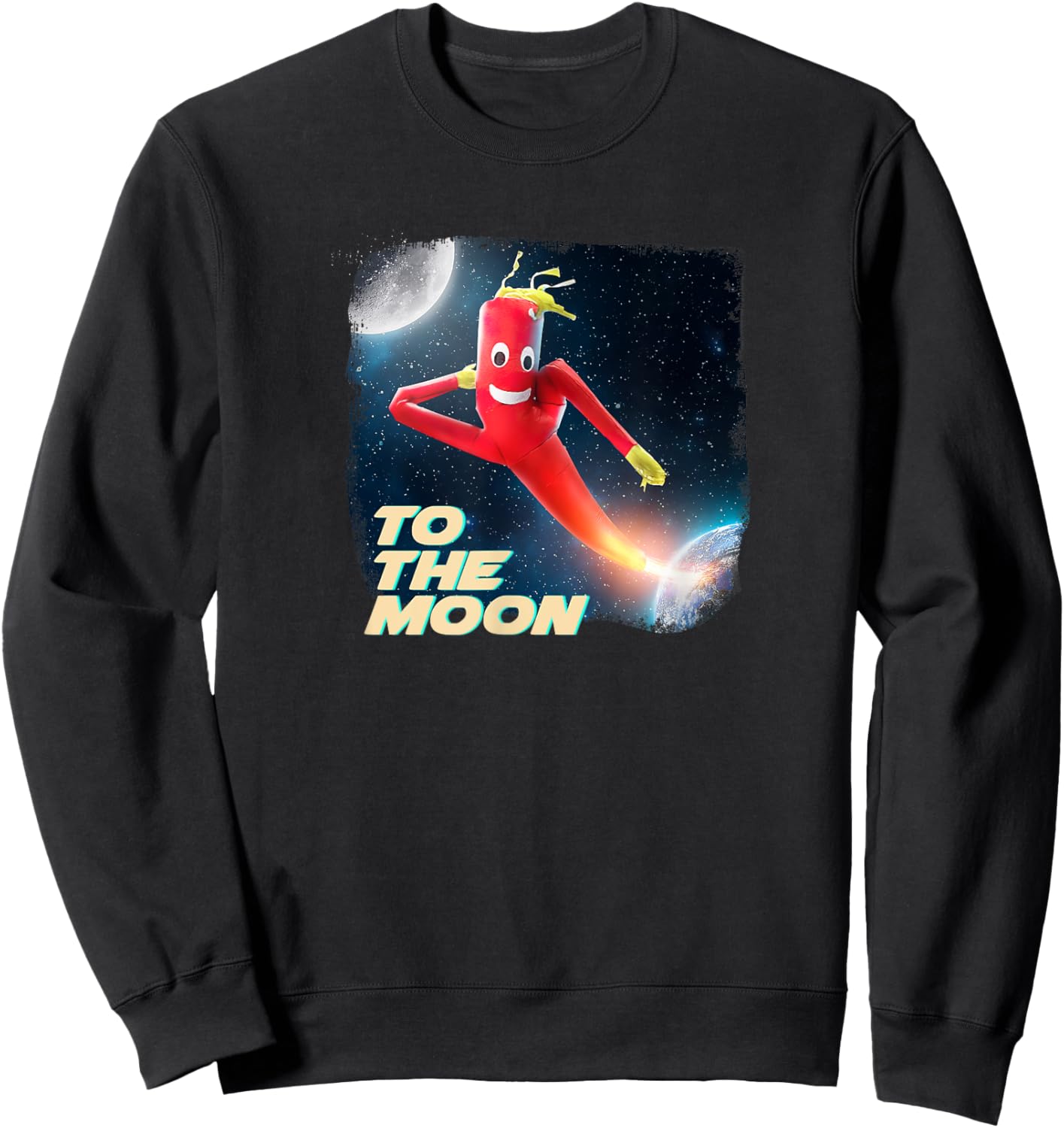 To the moon crypto and stocks wacky waving tube guy Sweatshirt - Sweatshirt | Black
