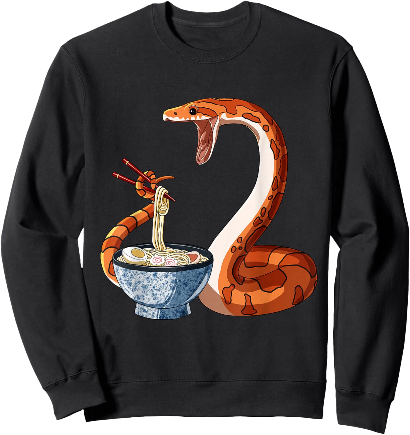 Funny Japanese Kawaii Ramen Corn Snake Sweatshirt - Sweatshirt | Black