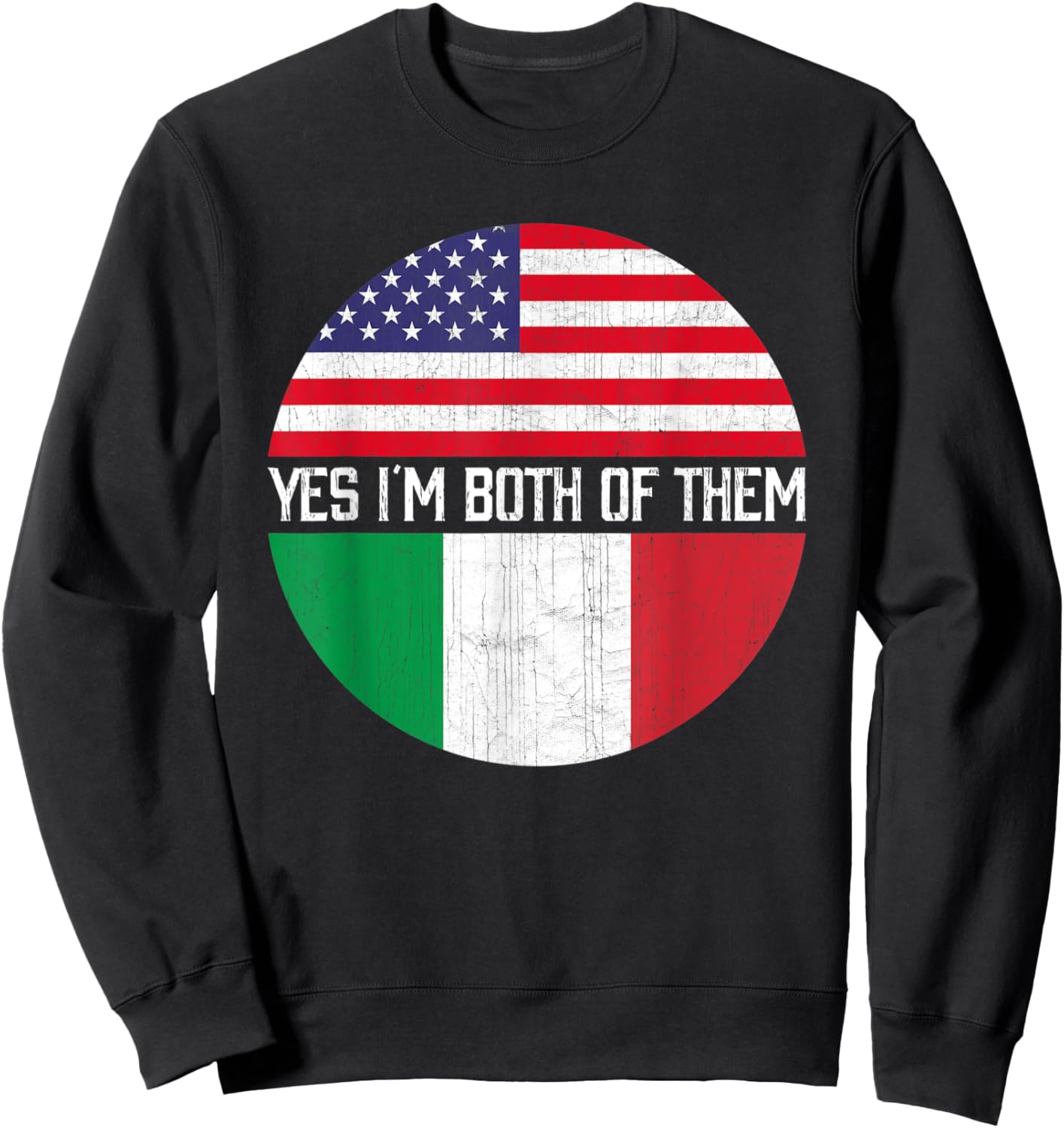 Half American Half Italian USA Flag Family Heritage Kids Men Sweatshirt - Sweatshirt | Black