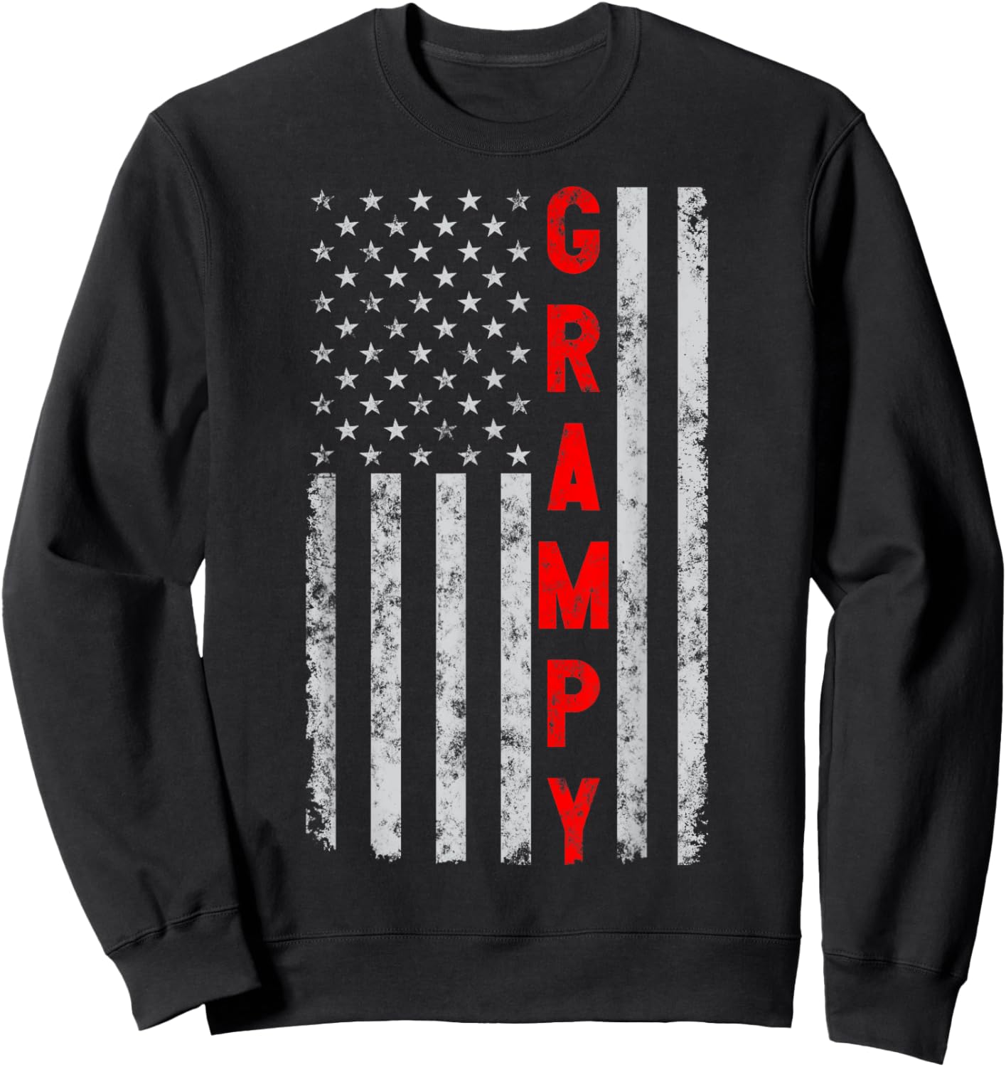 Grampy Funny Fathers Day Vintage Patriotic American flag Sweatshirt - Sweatshirt | Black