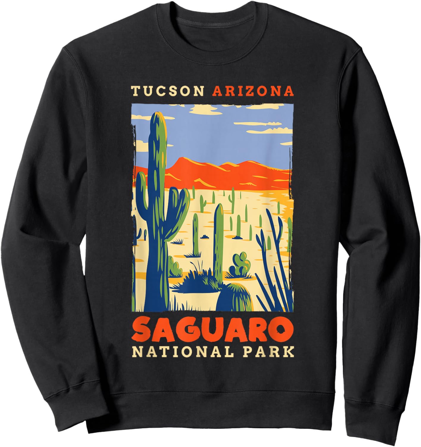 Saguaro US National Park Tucson Arizona Vintage Gift Sweatshirt - Sweatshirt | Black