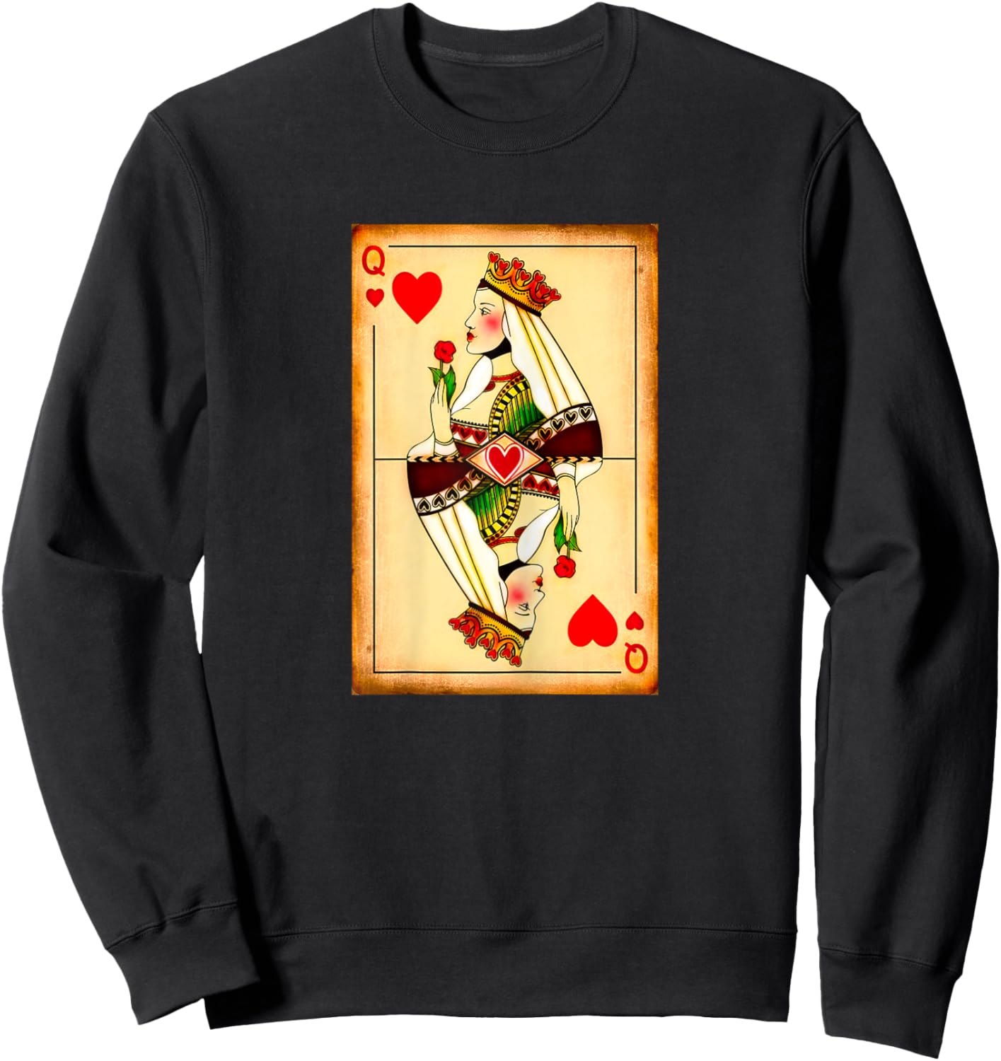 Queen of Hearts Vintage Matching Couple Saint Valentine Day Sweatshirt - Sweatshirt | Black