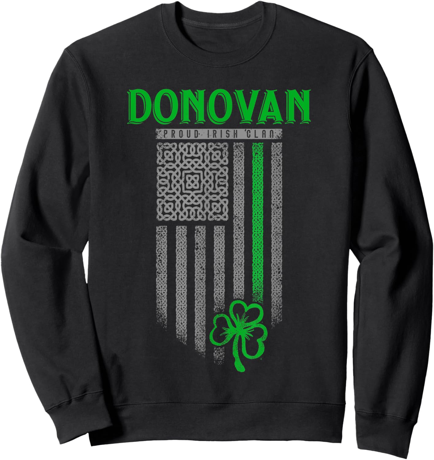 Donovan Irish Heritage Shamrock USA Flag - Donovan Family Kids Men Sweatshirt - Sweatshirt | Black