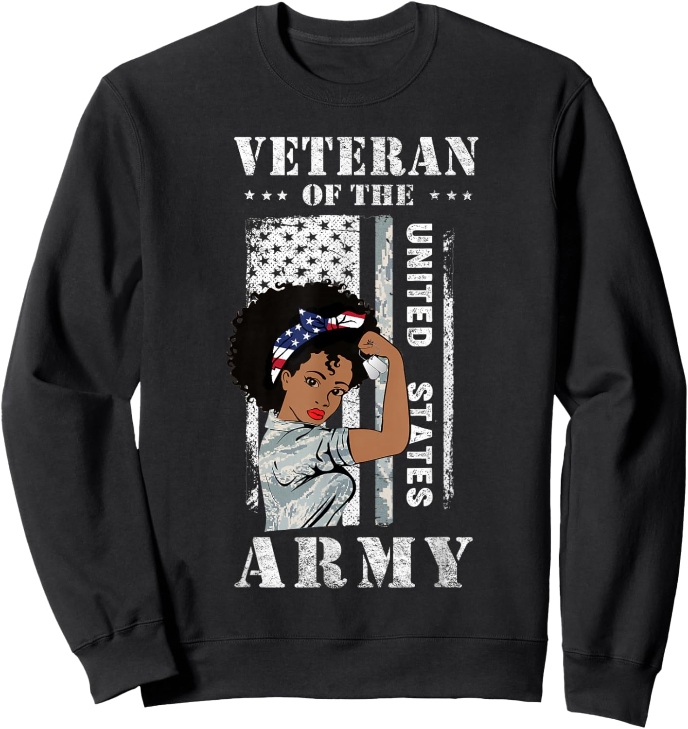 Veteran of The US Army, Proud Black Women Army Veteran Sweatshirt - Sweatshirt | Black
