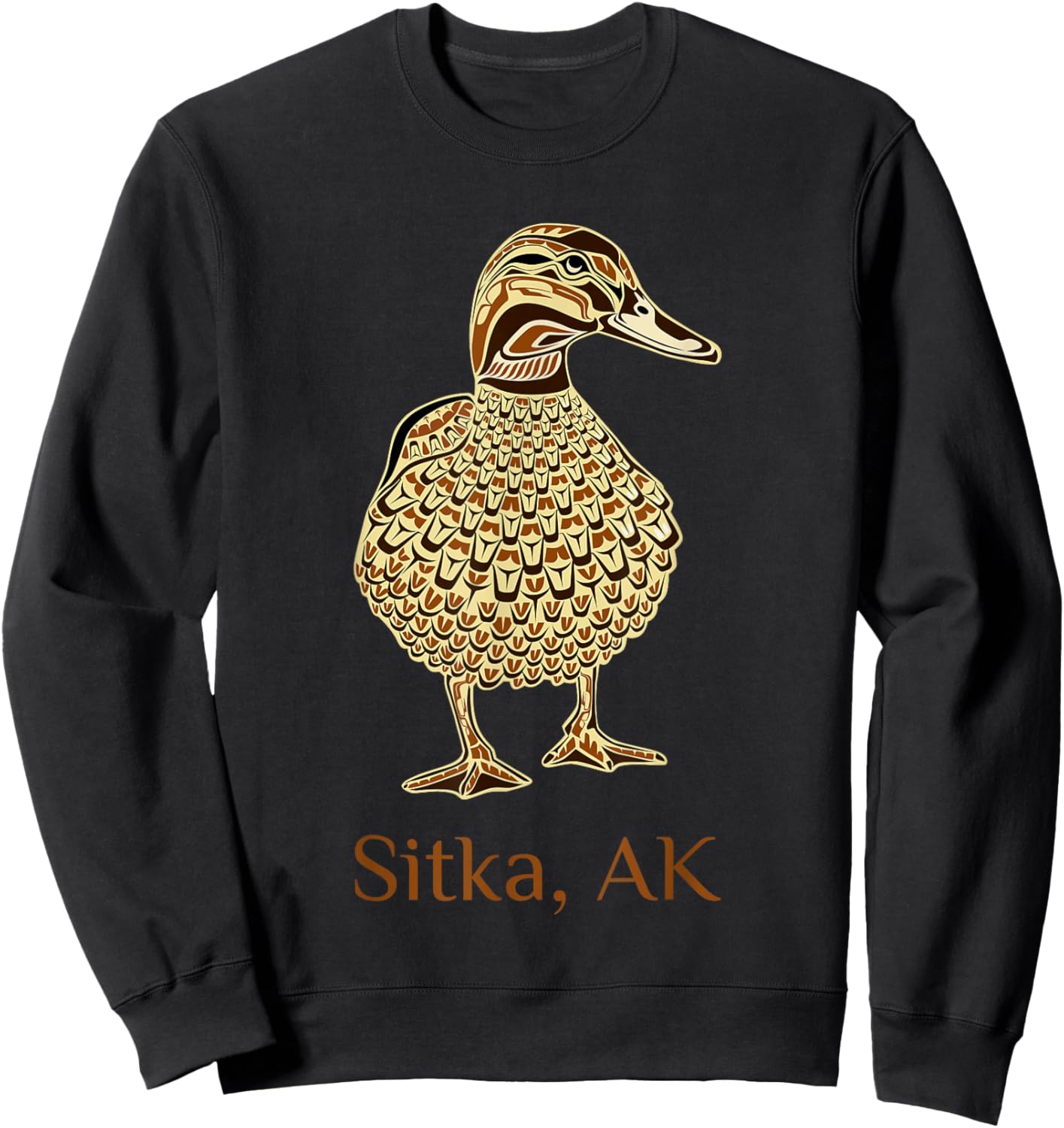Sitka Alaska Mallard Duck Bird Lover Native American Style Sweatshirt - Sweatshirt | Black