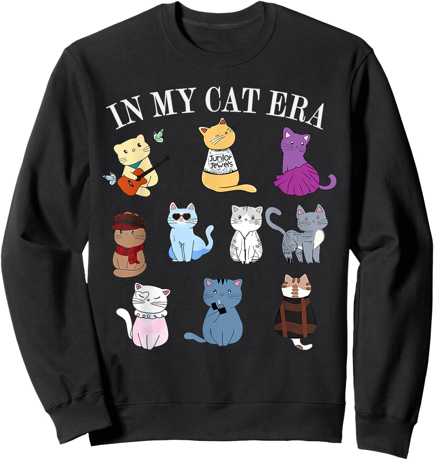 In My Cat Era Kitten Cat Lover Funny Groovy Retro Men Women Sweatshirt - Sweatshirt | Black