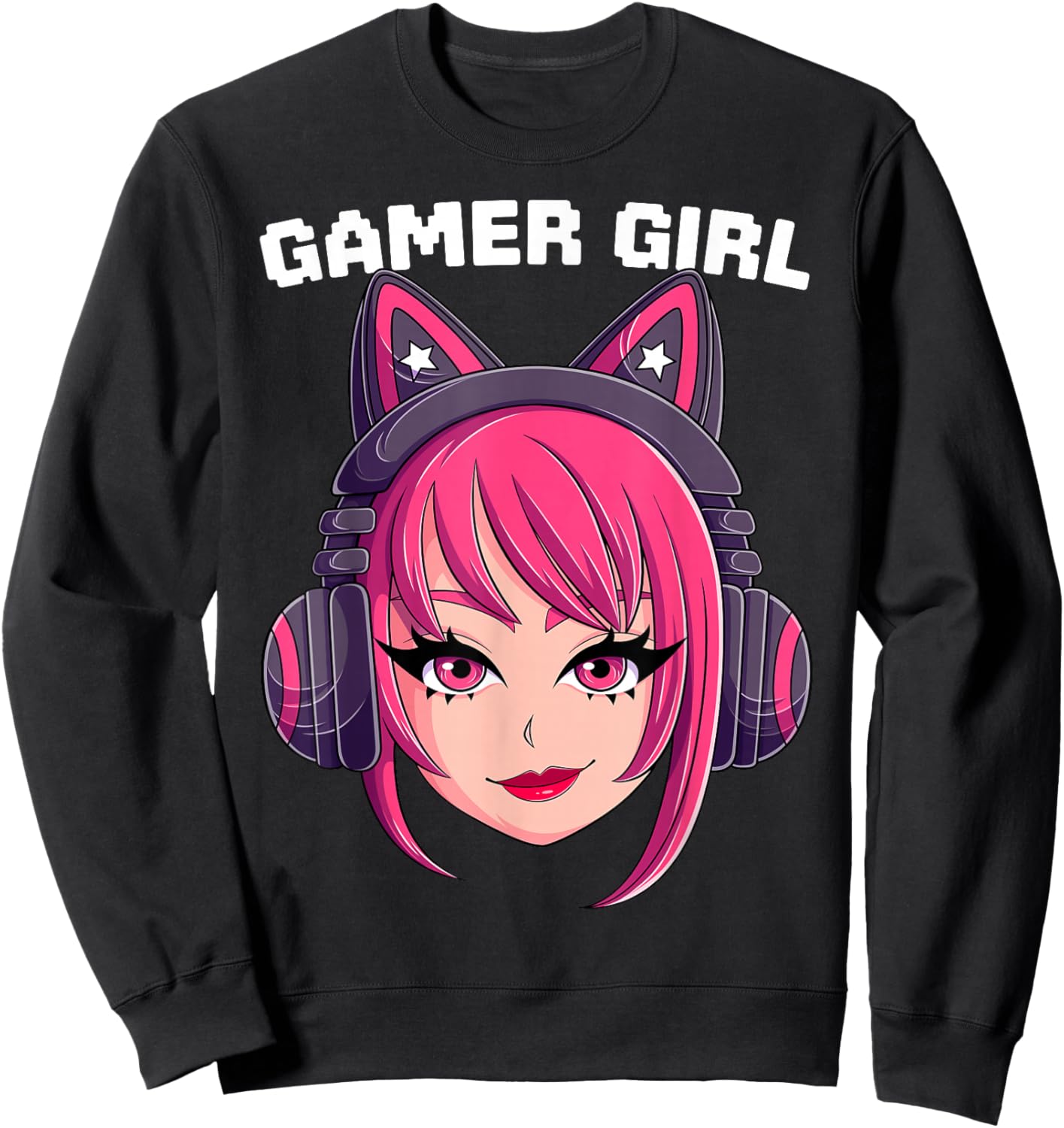 Gamer Anime Girl Anime Video Games Aesthetic Cute Gaming Sweatshirt - Sweatshirt | Black