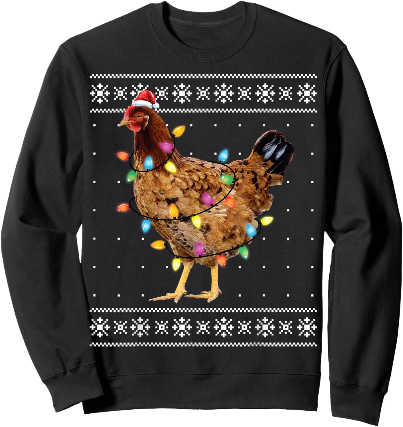Ugly Christmas Sweater Funny Chicken Christmas Sweatshirt - Sweatshirt | Black