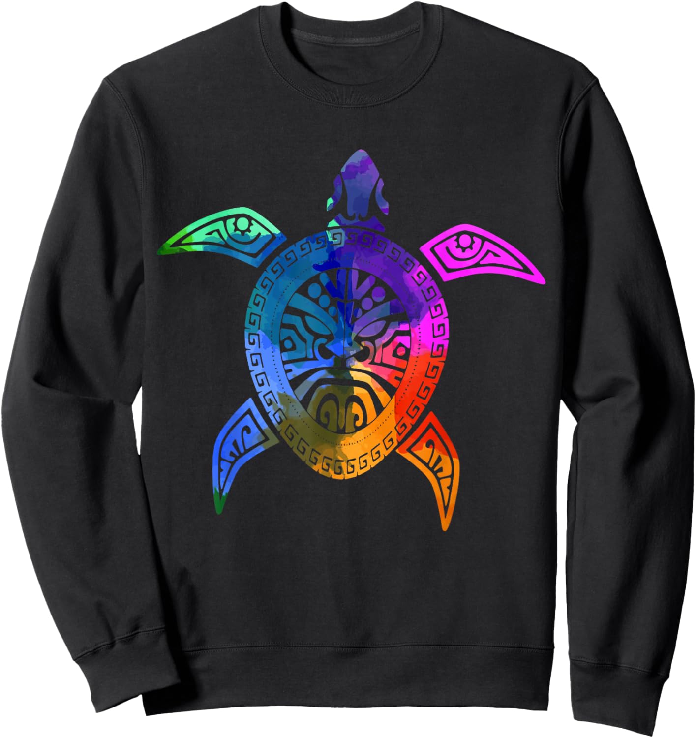 Turtle Hawaiian Tribal Pattern Diver Sweatshirt - Sweatshirt | Black